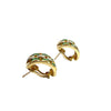 Estate Emerald and Diamond 18k Yellow Gold Earrings