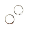 Estate Diamond and 14k White Gold Hoop Earrings Medium