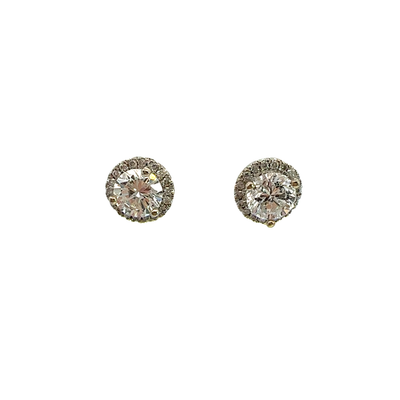 Estate Diamond and 14k White Gold Earrings Halo Earrings