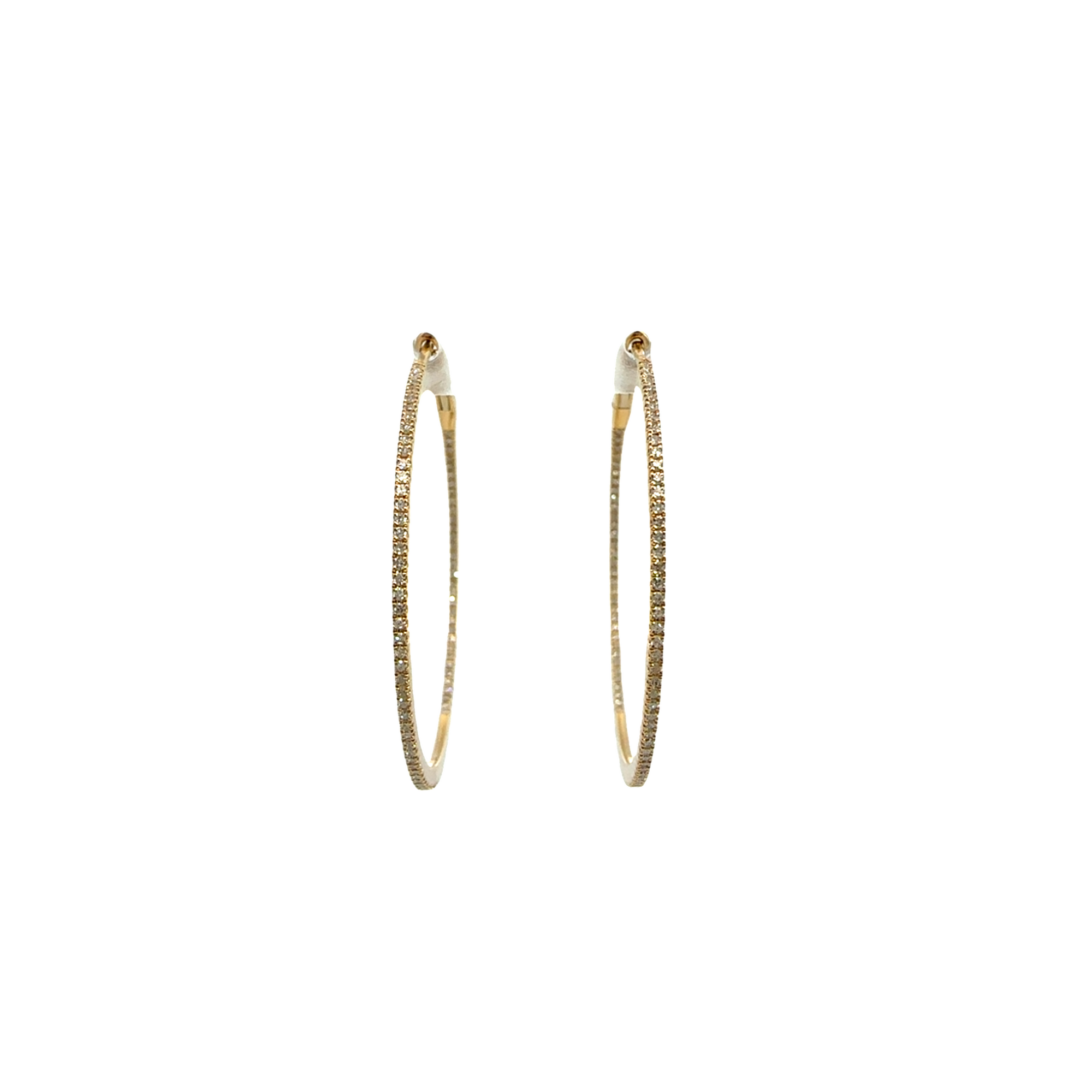 Estate Diamond Yellow Gold Hoop Earrings