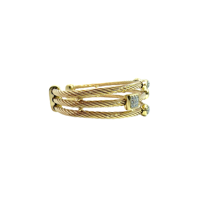 Estate David Yurman 14k Yellow Gold Diamond 3 Row Confetti Cuff Bracelet