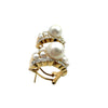 Estate Pearl, Diamond and Yellow Gold Earrings