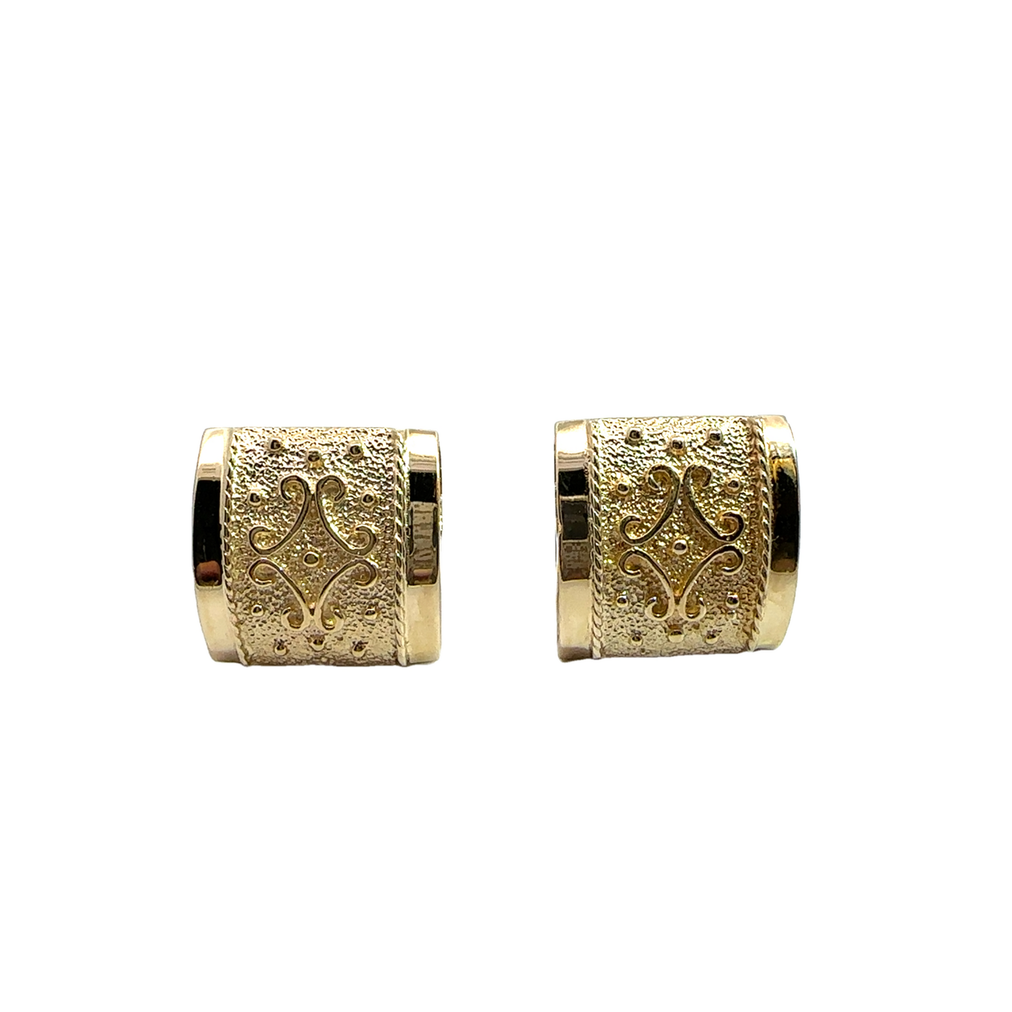 Estate 14k Yellow Gold Scroll Design Square Gold Earrings