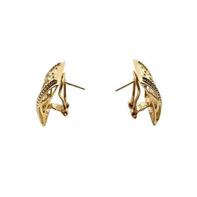 Estate 14k Yellow Gold Scroll Design Square Gold Earrings