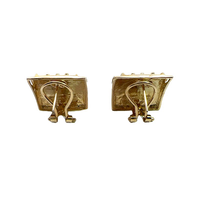 Estate 14k Yellow Gold Scroll Design Square Gold Earrings