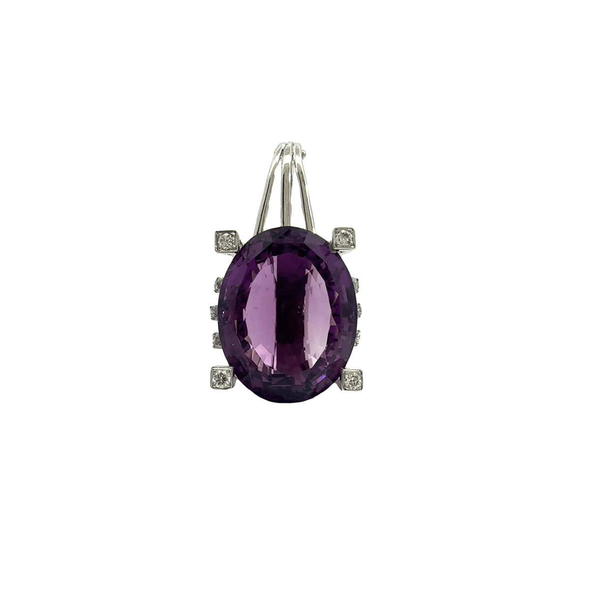 Vintage 14k White Gold Amethyst Pendant