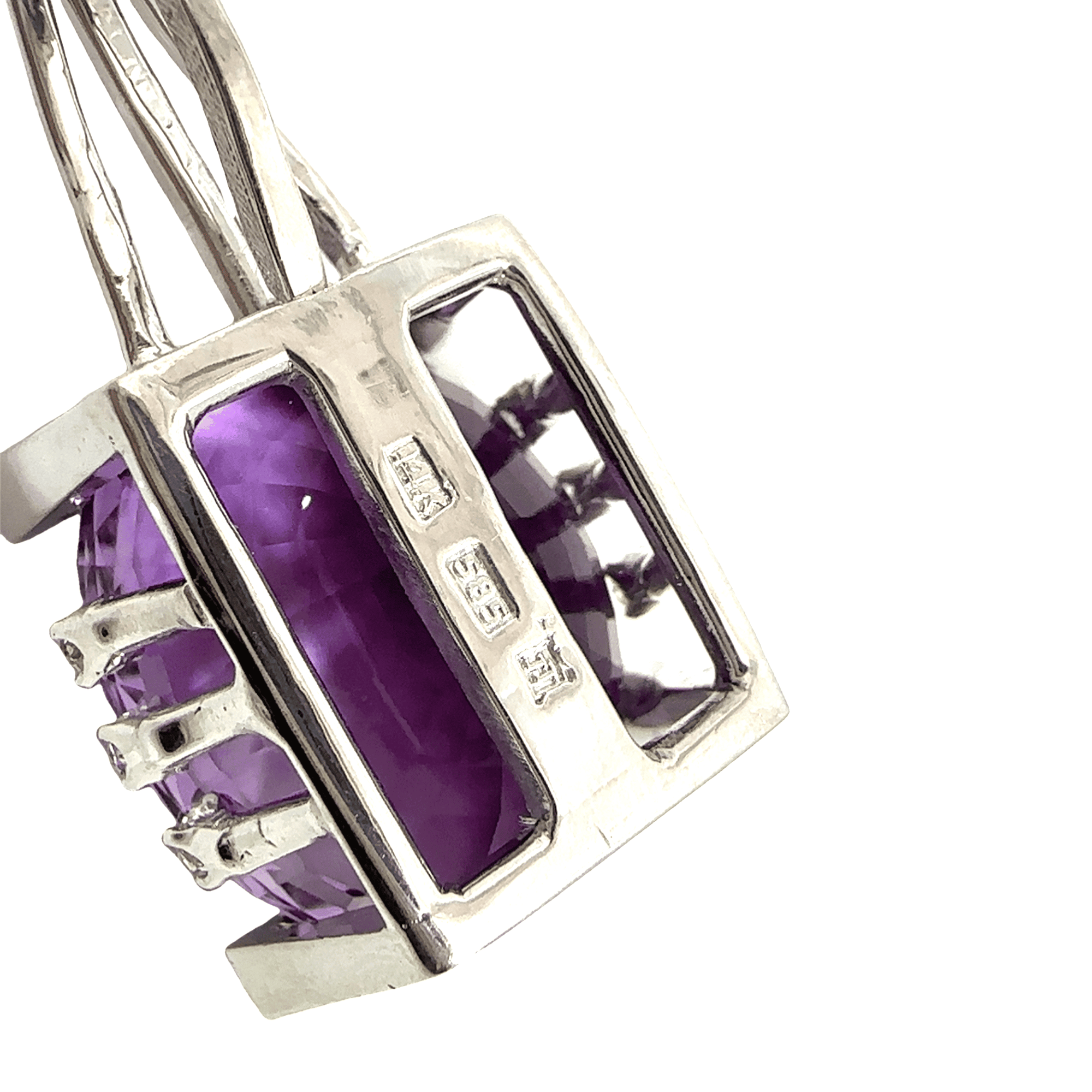 Vintage 14k White Gold Amethyst Pendant