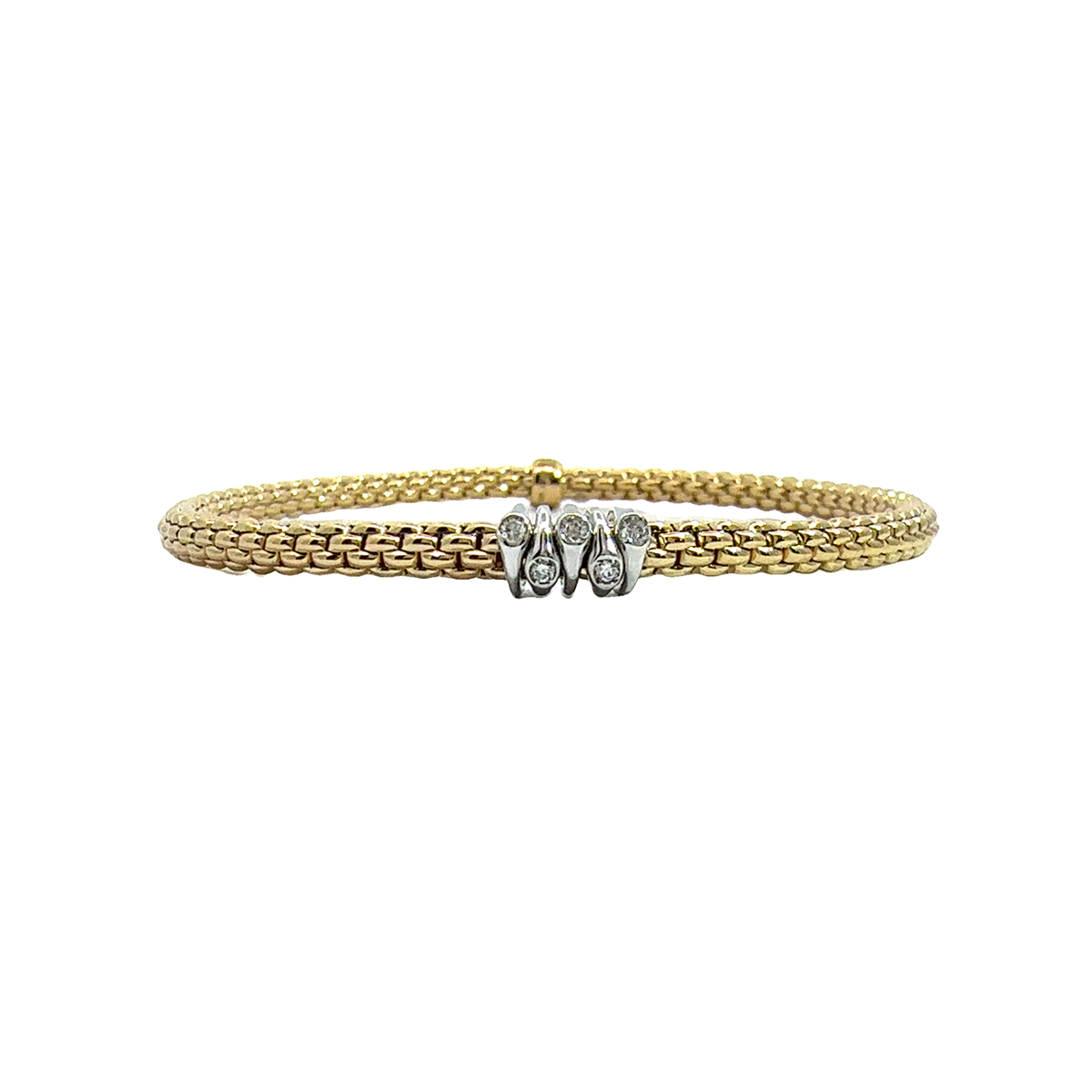 Estate FOPE 18k White and Yellow Gold Diamond Prima Collection Flex&#39;it Bracelet