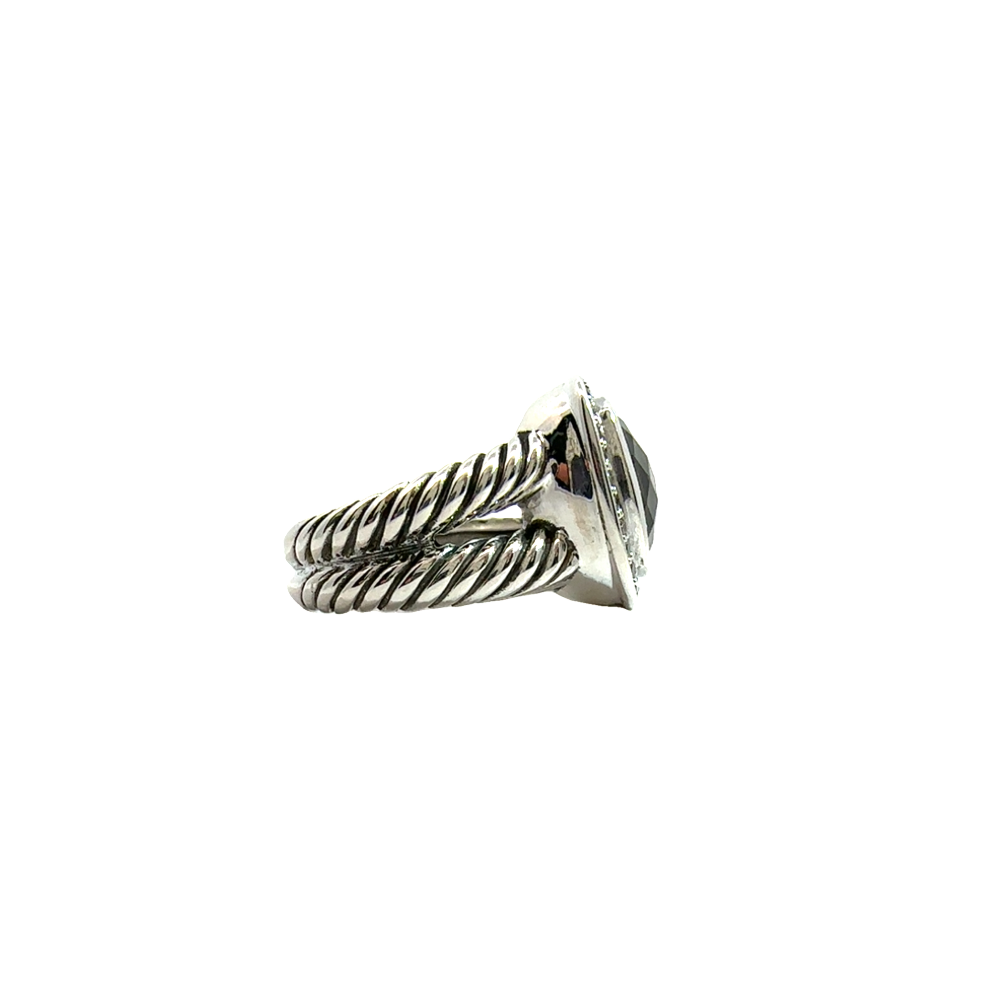 Estate David Yurman Albion Collection Prasiolite and Diamond Sterling Silver Ring