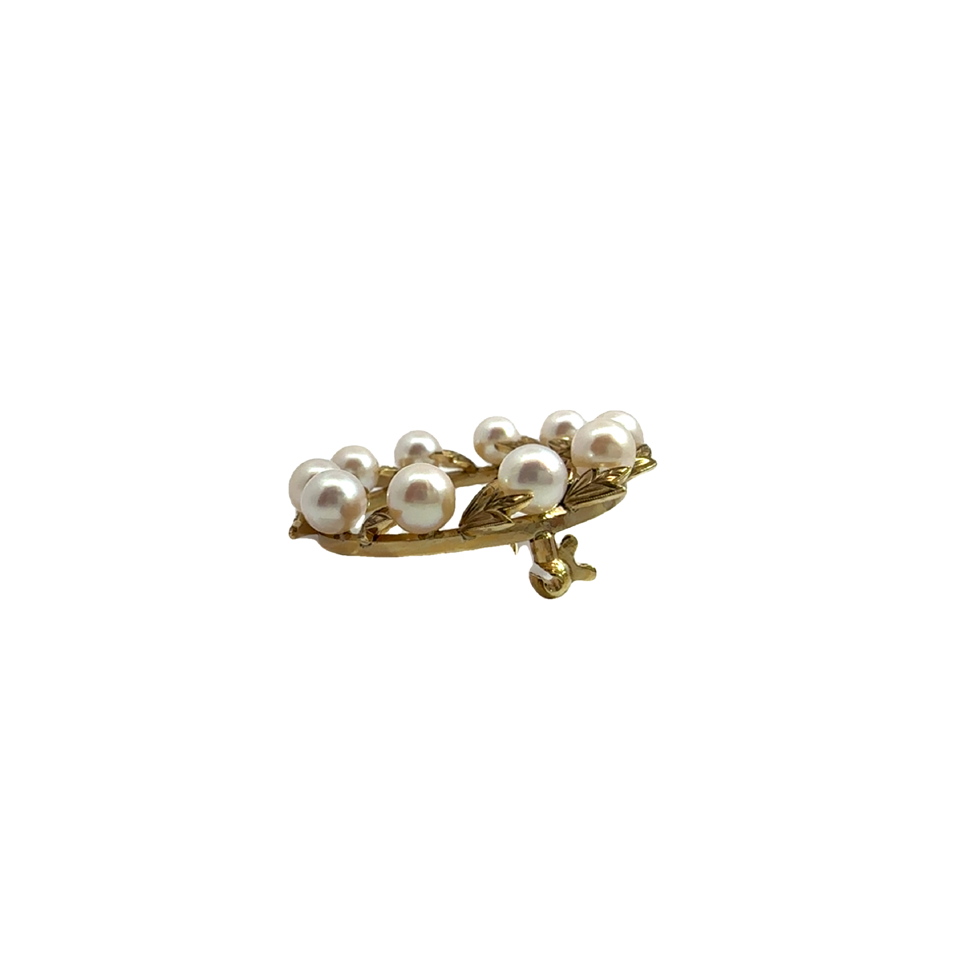 Vintage Mikimoto Pearl Leaf Brooch