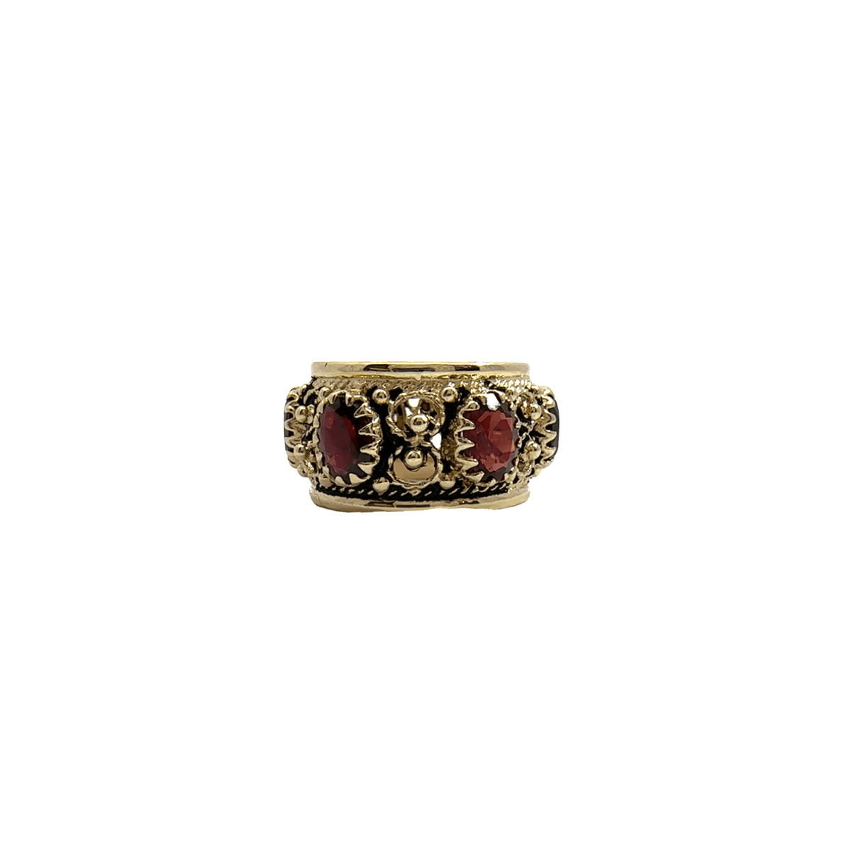 Vintage 14k Yellow Gold Garnet Band Ring