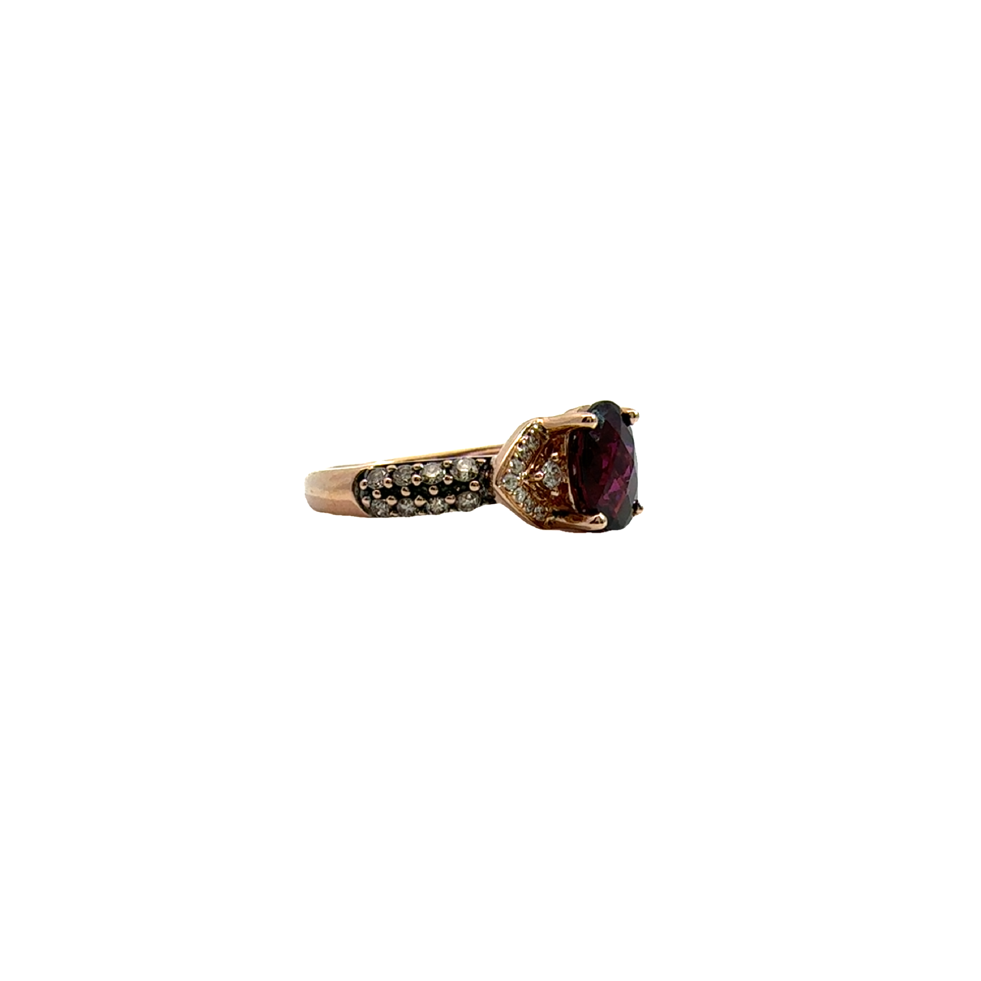 Estate LeVian 14k Rose Gold Garnet and Diamond Ring