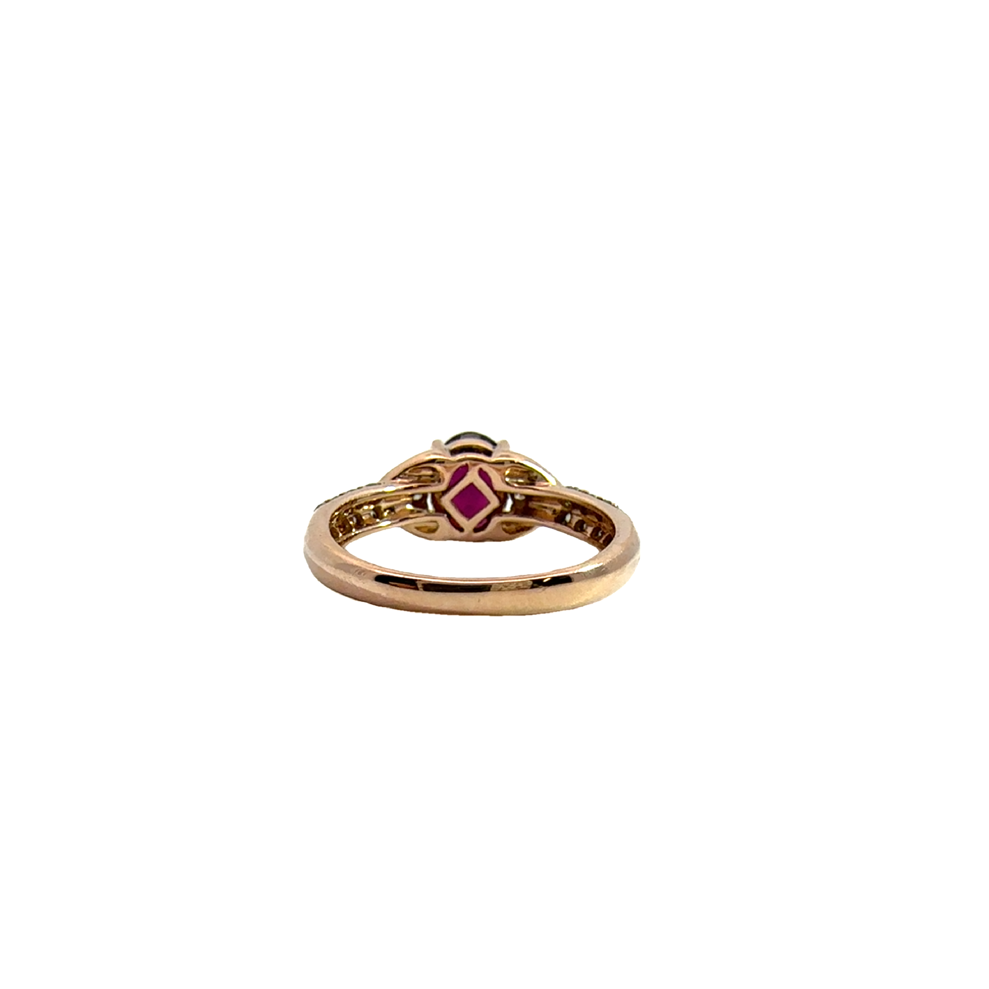 Estate LeVian 14k Rose Gold Garnet and Diamond Ring