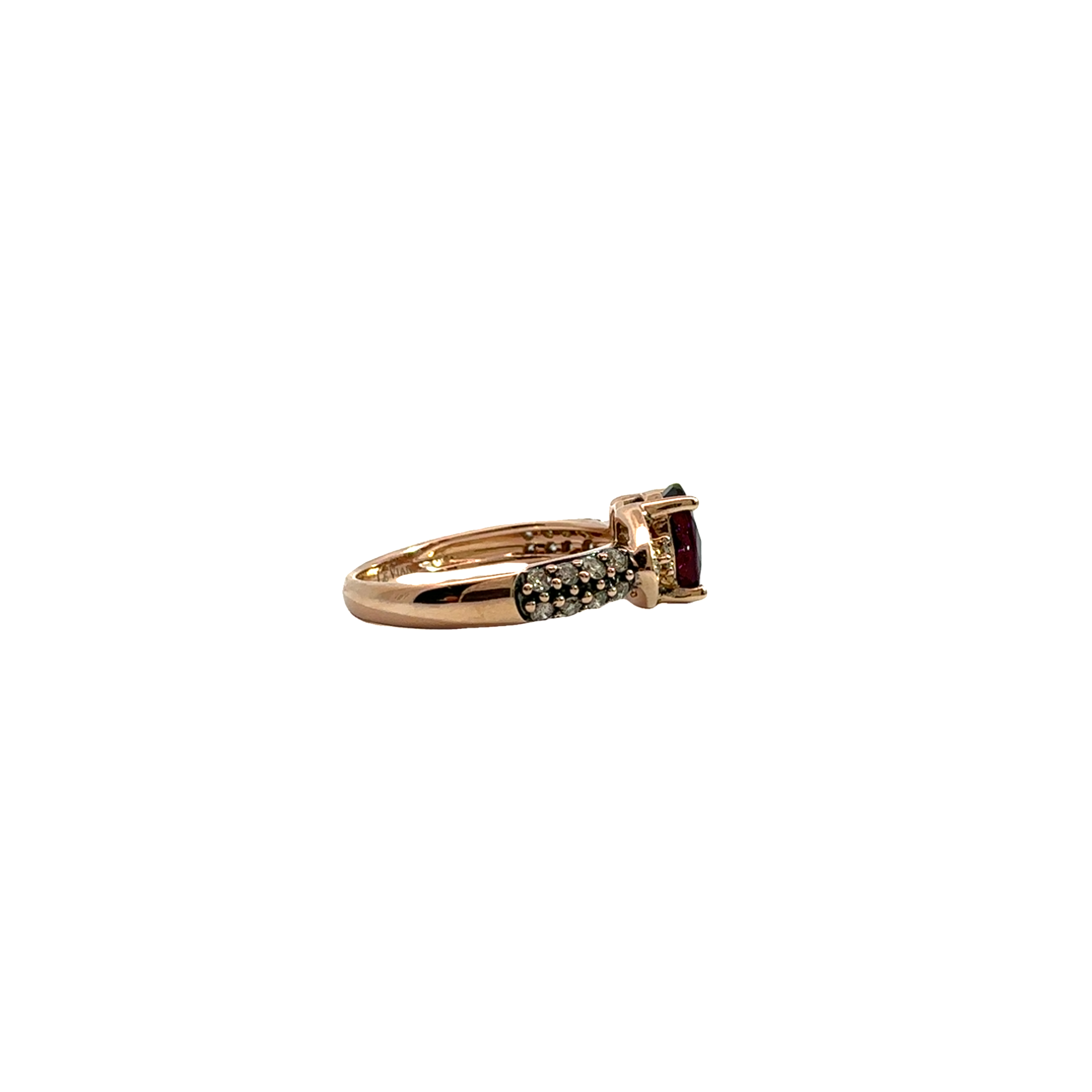 Estate LeVian 14k Rose Gold Garnet and Diamond Ring