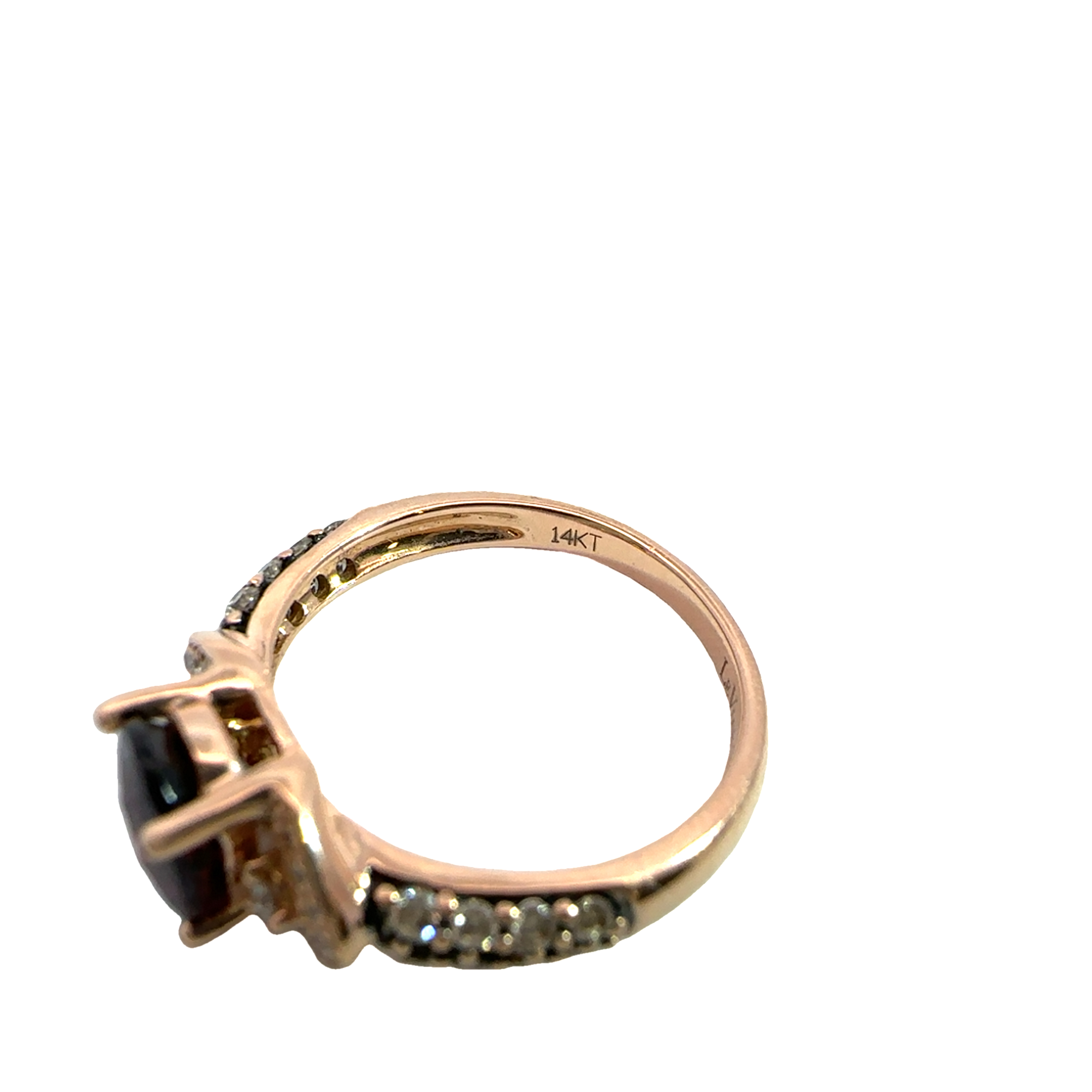 Estate LeVian 14k Rose Gold Garnet and Diamond Ring