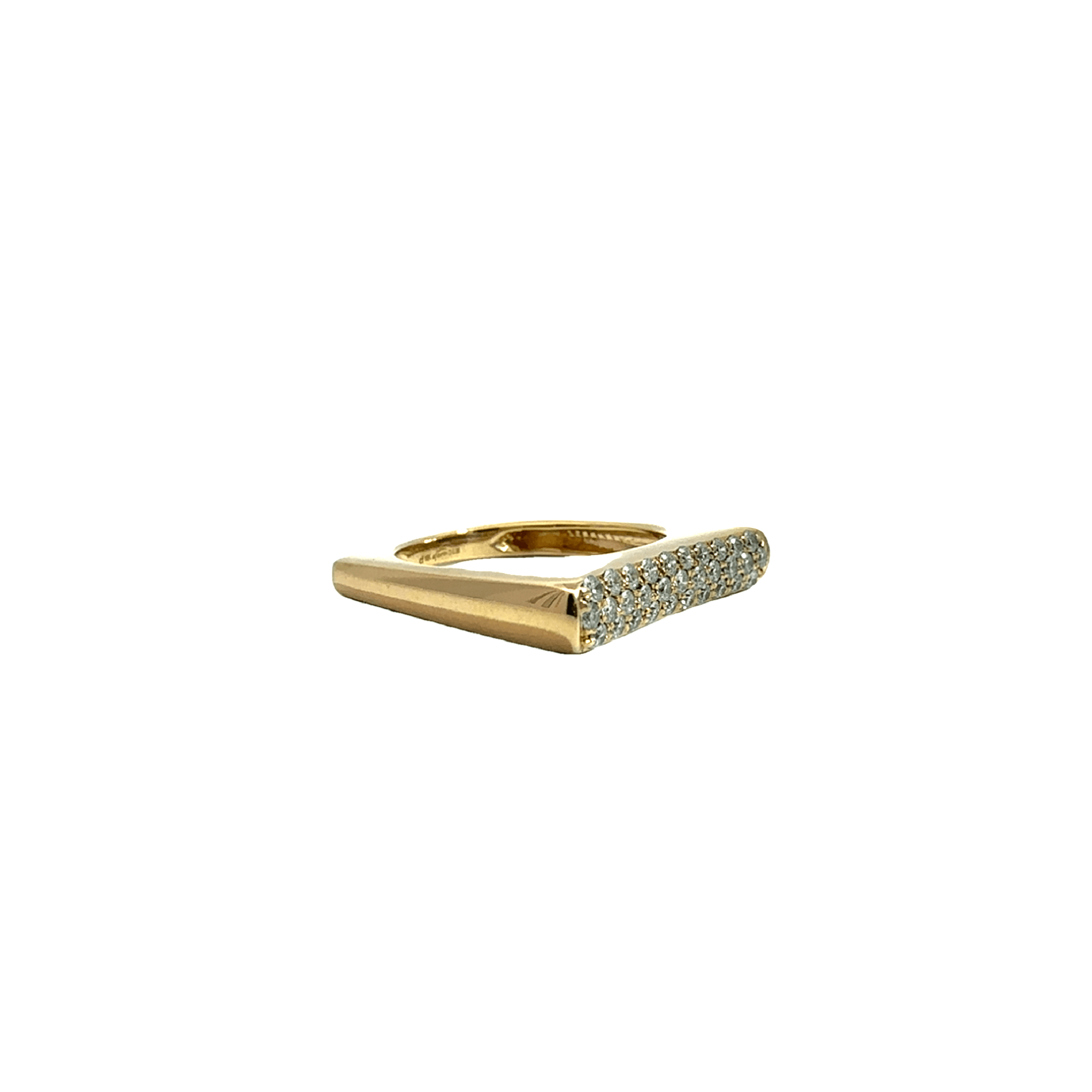 Estate 18k Yellow Gold Square Pave Diamond Ring by Afarin