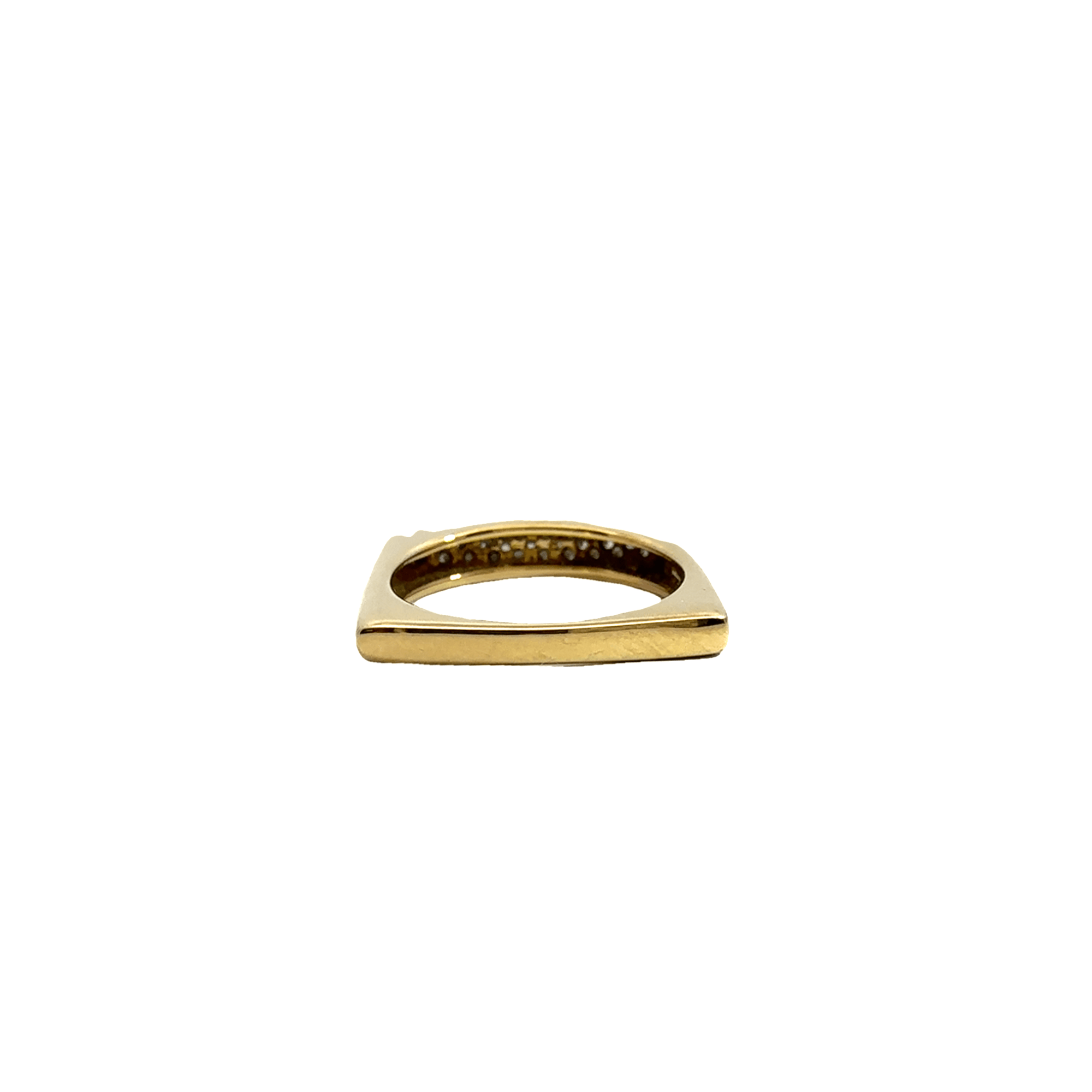 Estate 18k Yellow Gold Square Pave Diamond Ring by Afarin