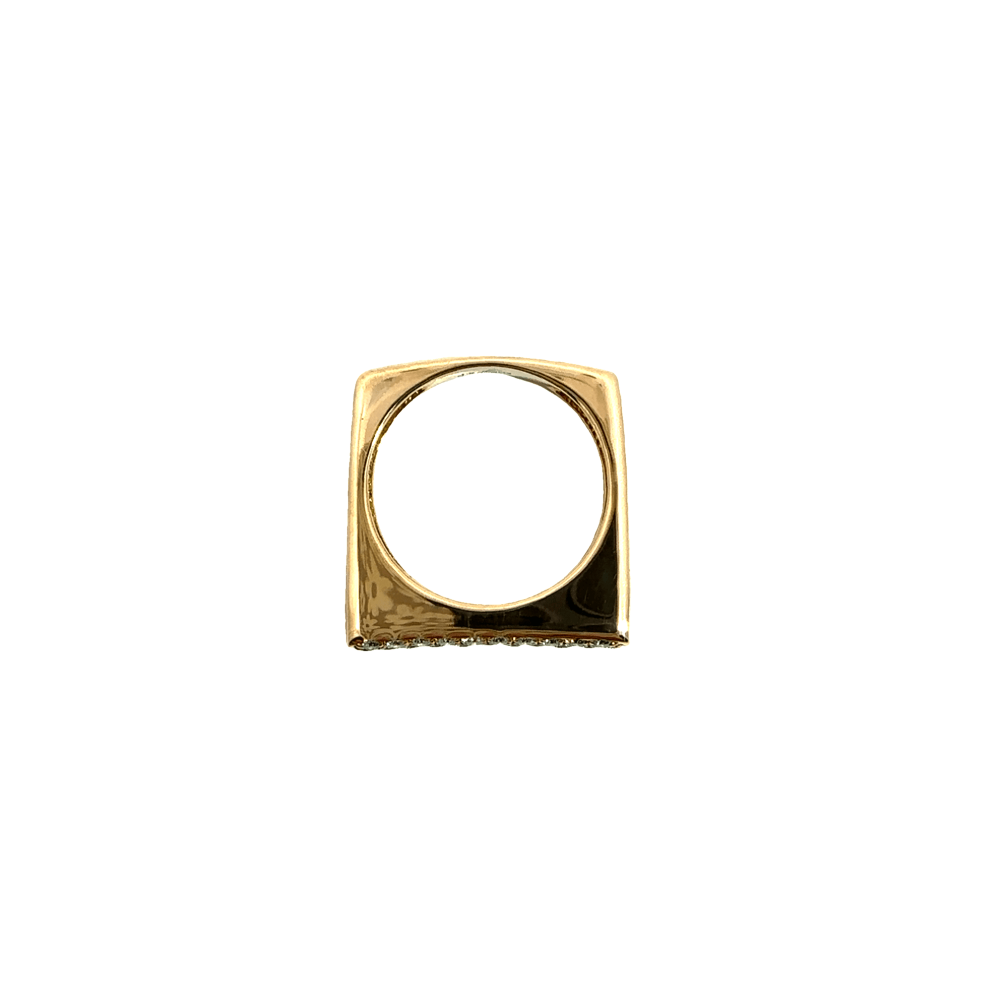 Estate 18k Yellow Gold Square Pave Diamond Ring by Afarin