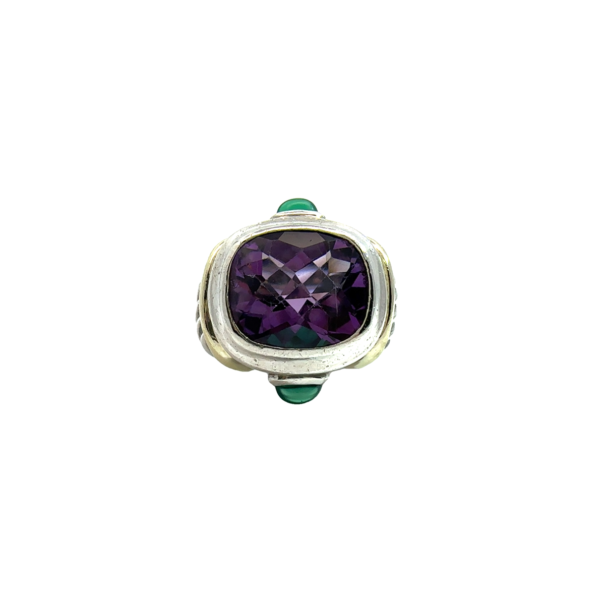 Estate David Yurman Sterling Silver Amethyst &amp; Green Tourmaline Ring