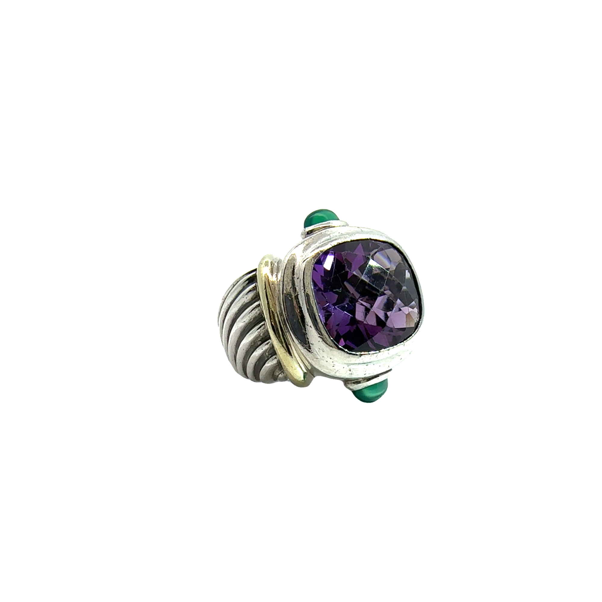 Estate David Yurman Sterling Silver Amethyst & Green Tourmaline Ring