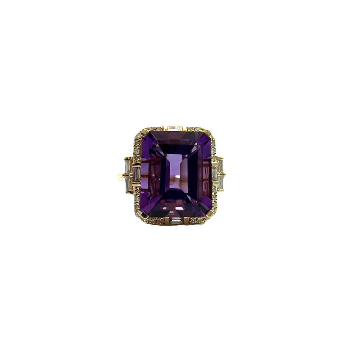 Estate Effy 14k Yellow Gold Amethyst &amp; Diamond Ring