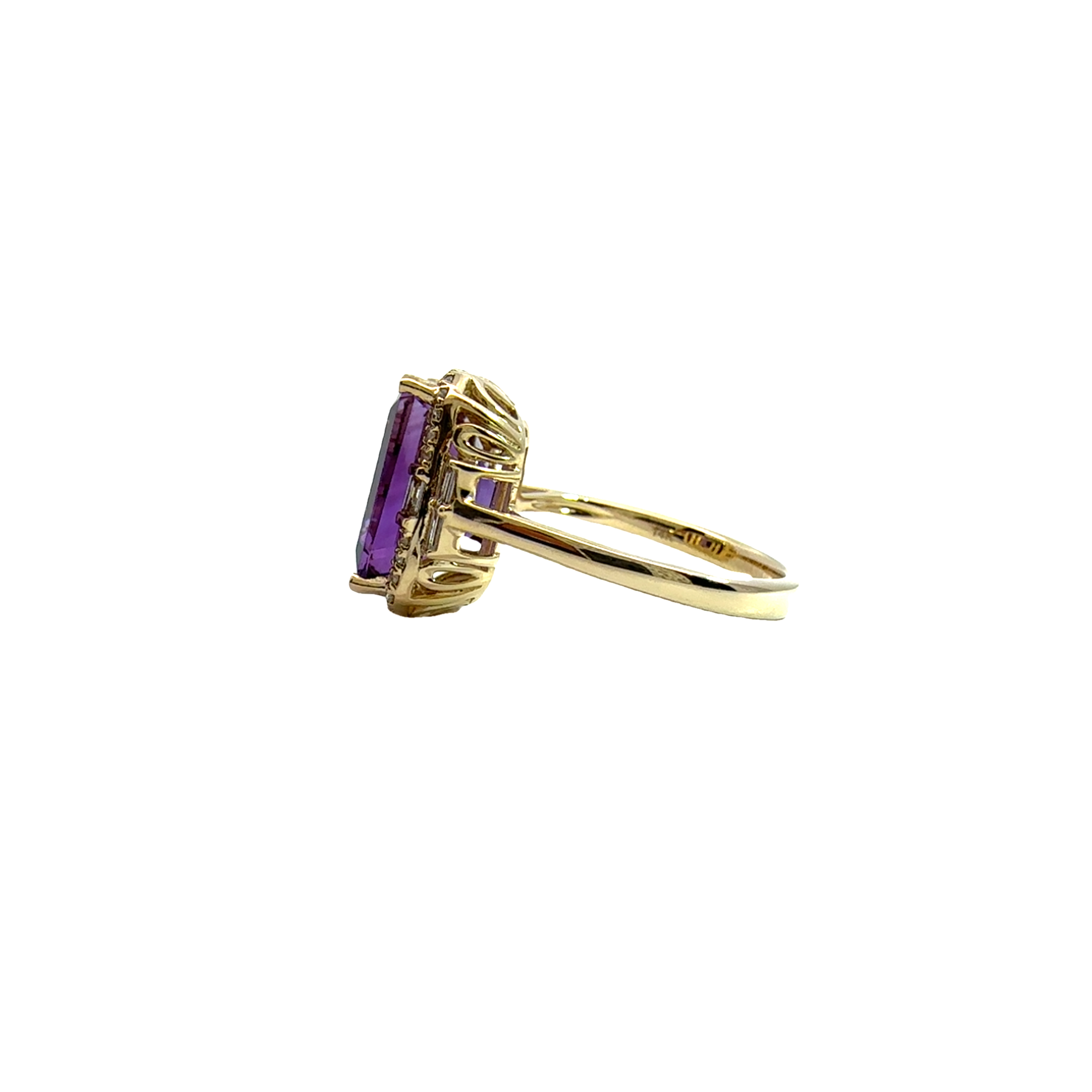 Estate Effy 14k Yellow Gold Amethyst & Diamond Ring