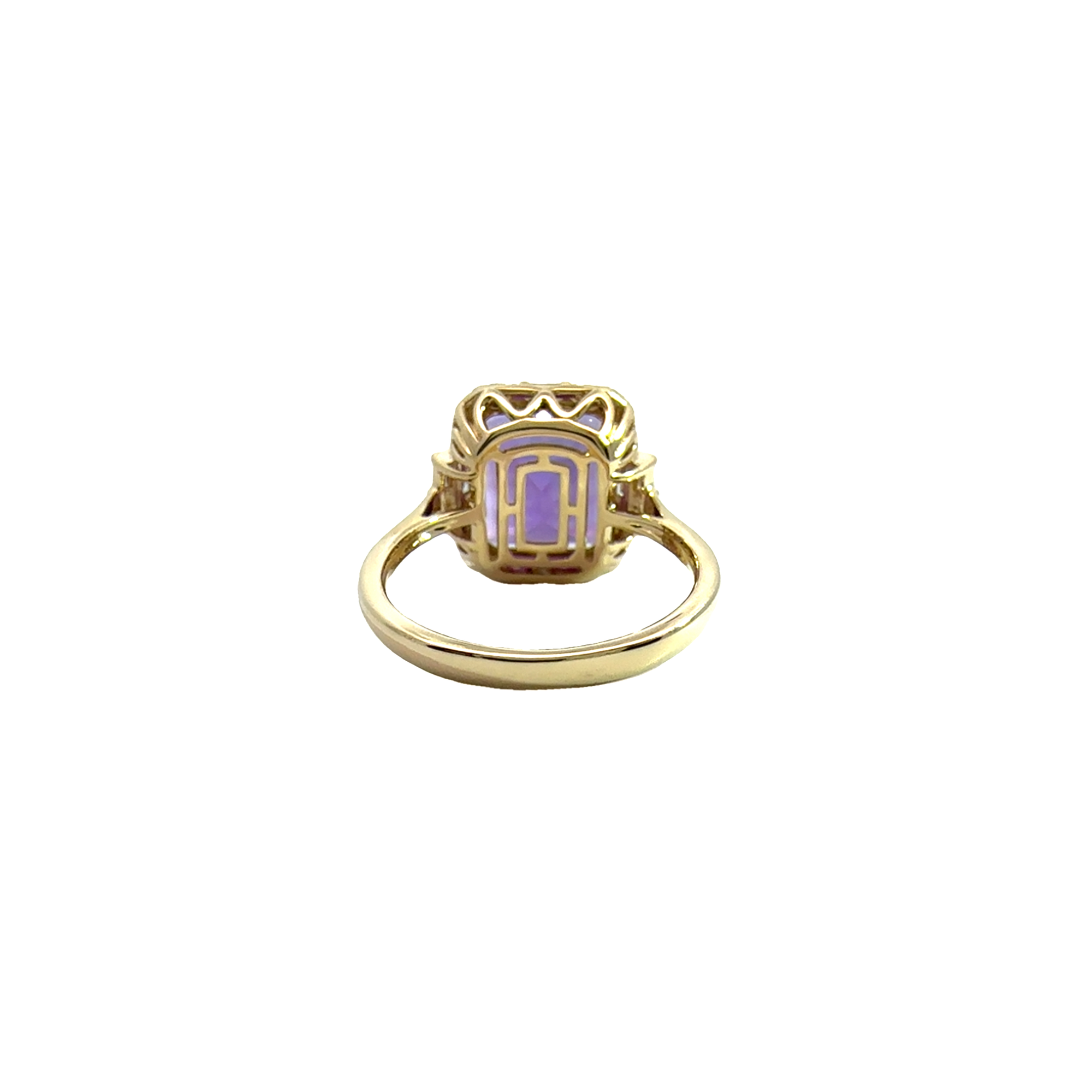 Estate Effy 14k Yellow Gold Amethyst & Diamond Ring