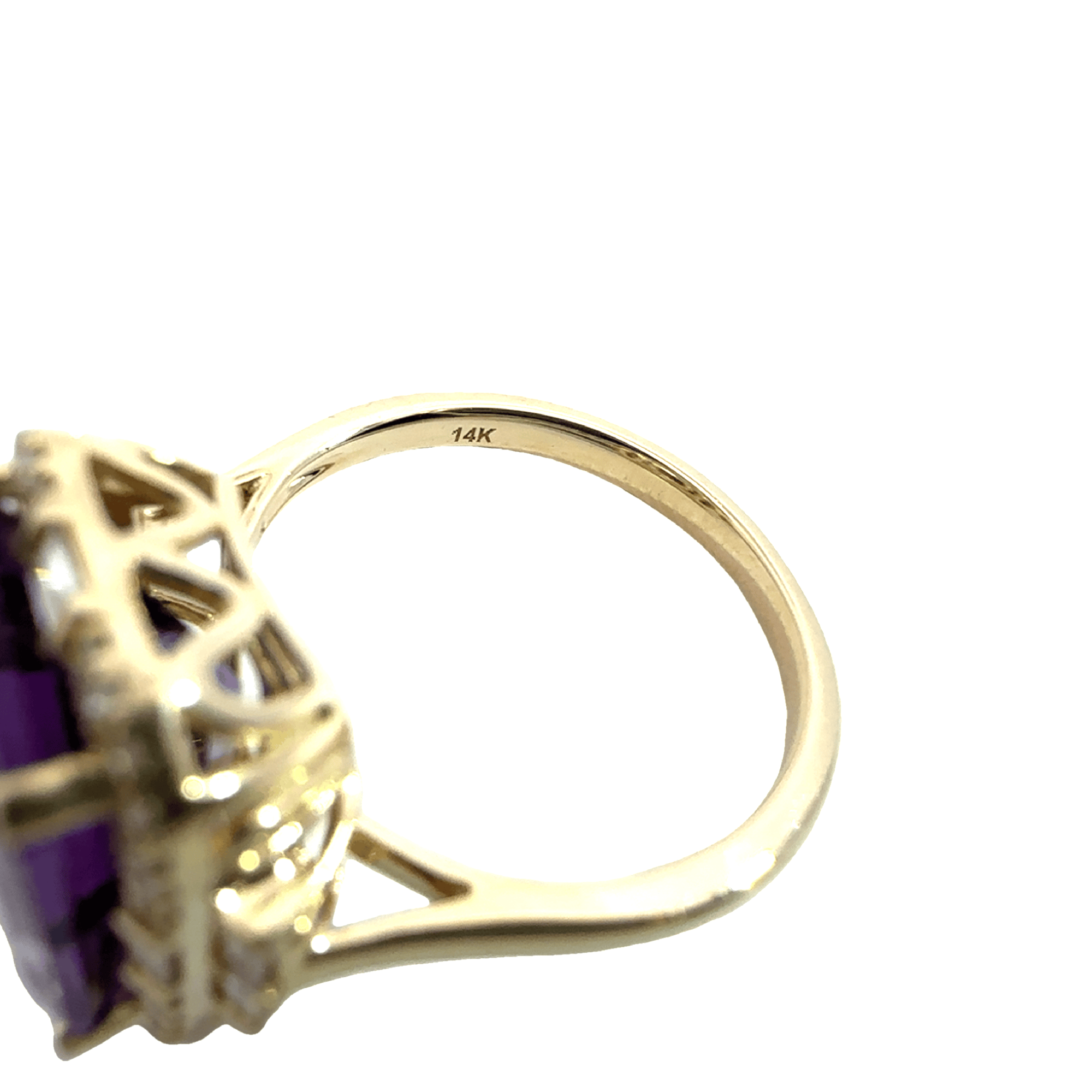 Estate Effy 14k Yellow Gold Amethyst & Diamond Ring