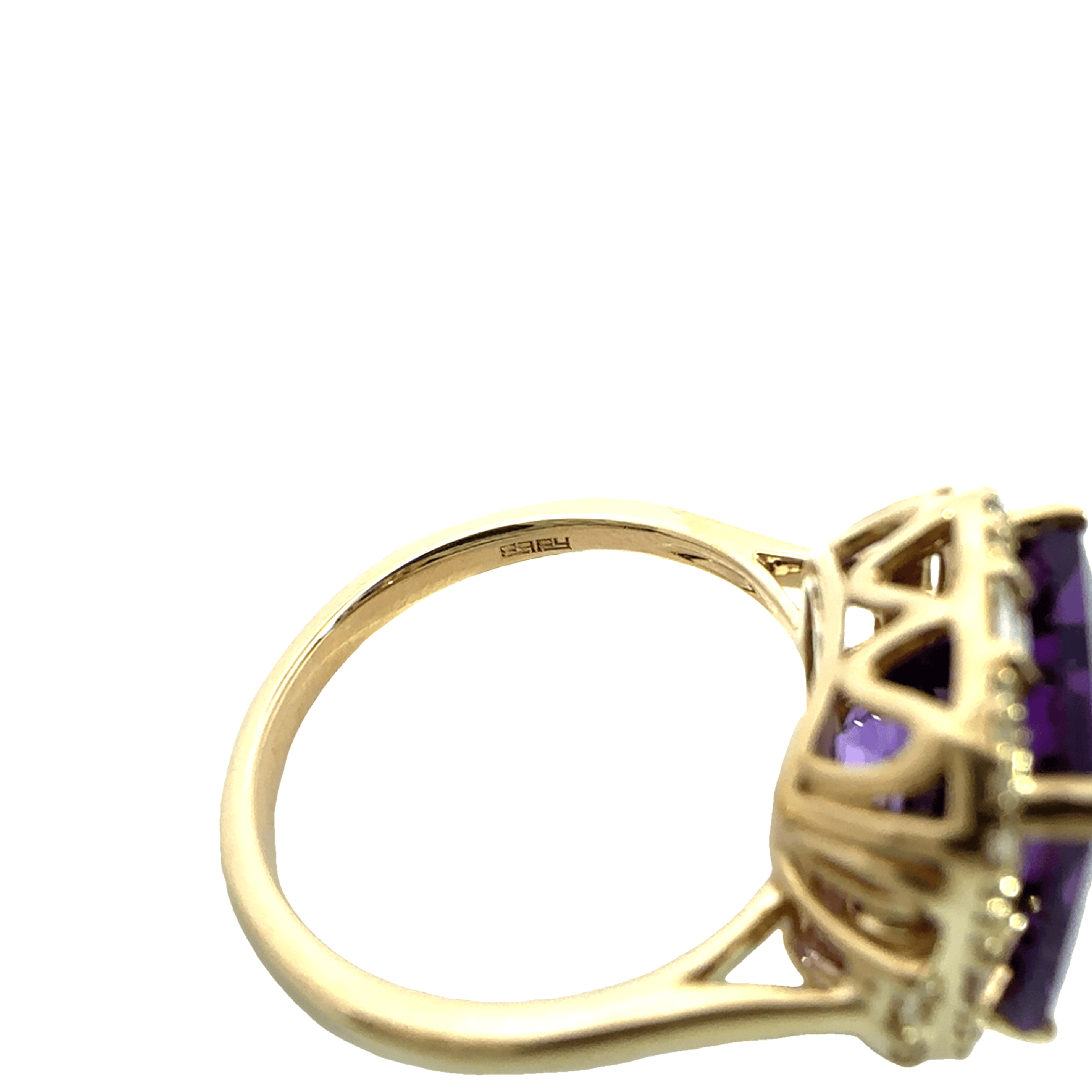 Estate Effy 14k Yellow Gold Amethyst & Diamond Ring