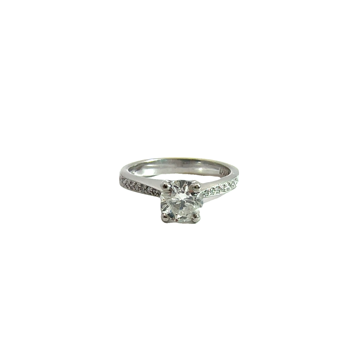 Estate Platinum Round Brilliant Cut Solitaire Diamond Engagement Ring-0.81CTW