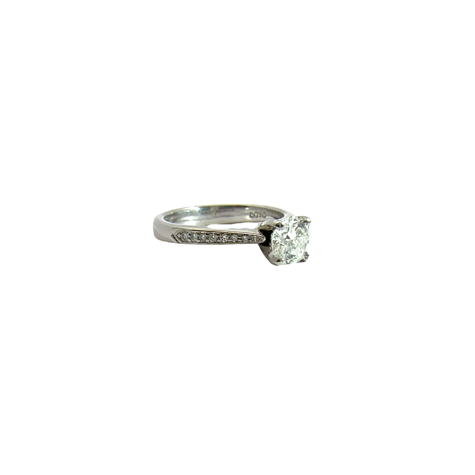 Estate Platinum Round Brilliant Cut Solitaire Diamond Engagement Ring-0.81CTW