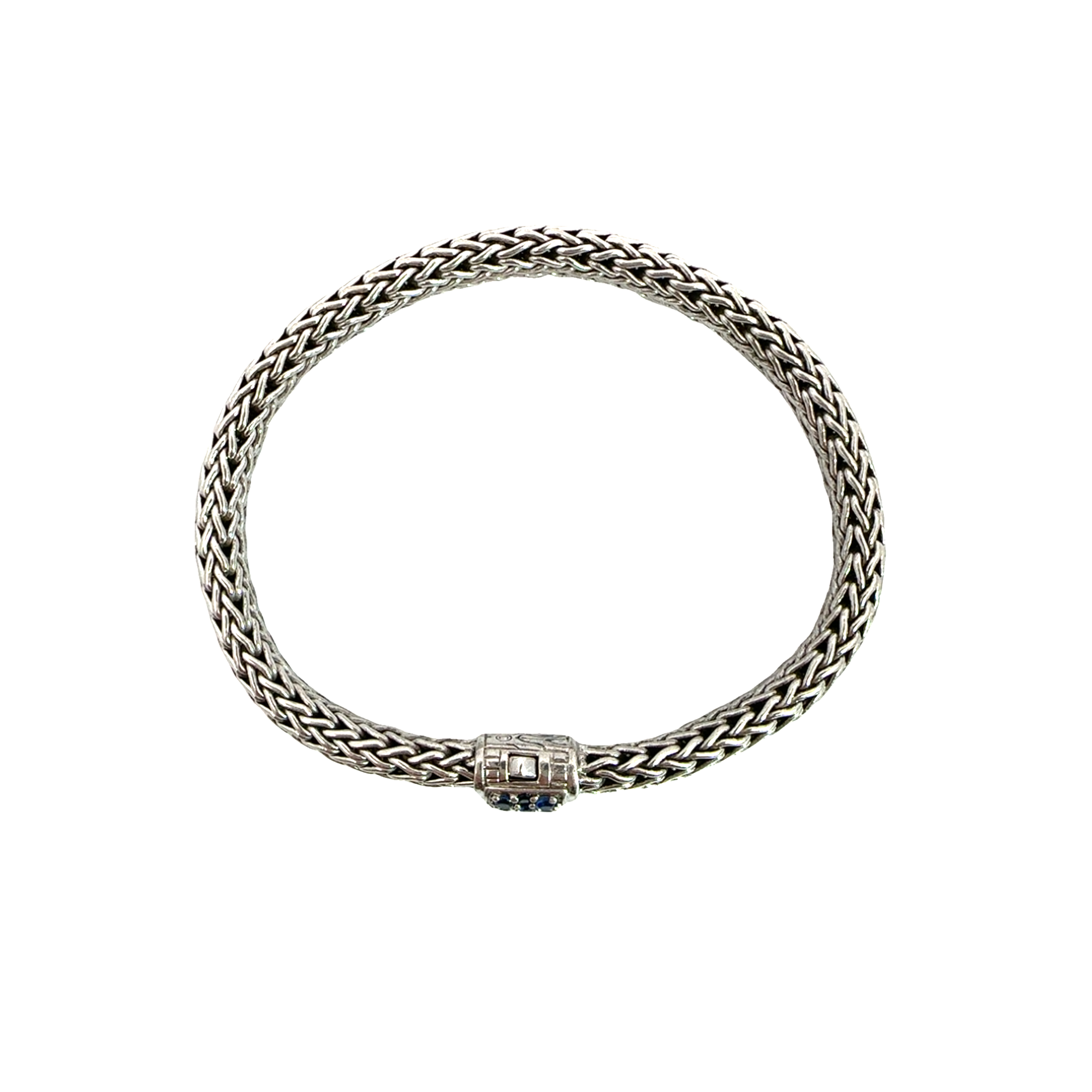 Estate John Hardy Sterling Silver Sapphire Classic Chain Bracelet