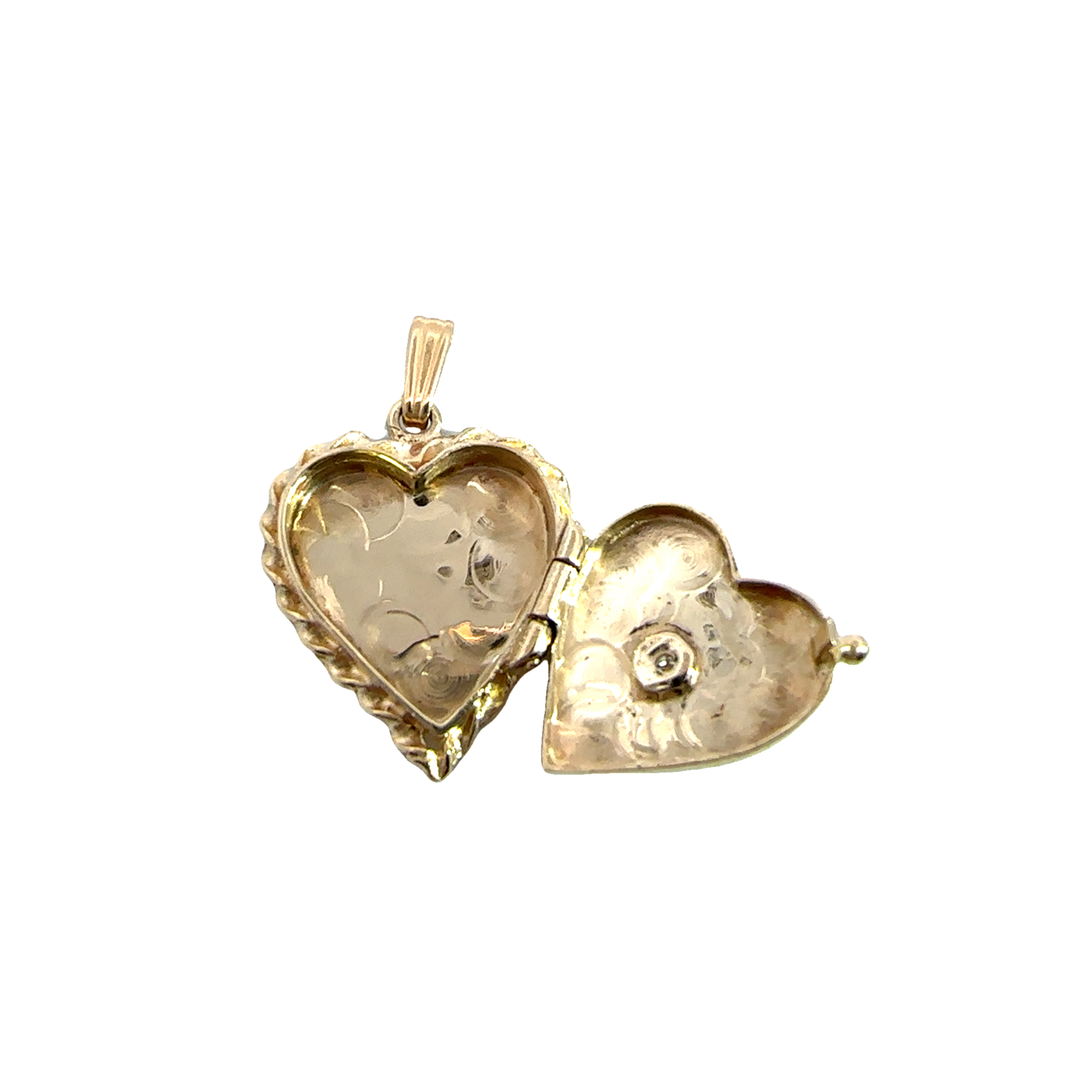 Vintage Heart Shaped Diamond Locket Charm in 14k Yellow Gold