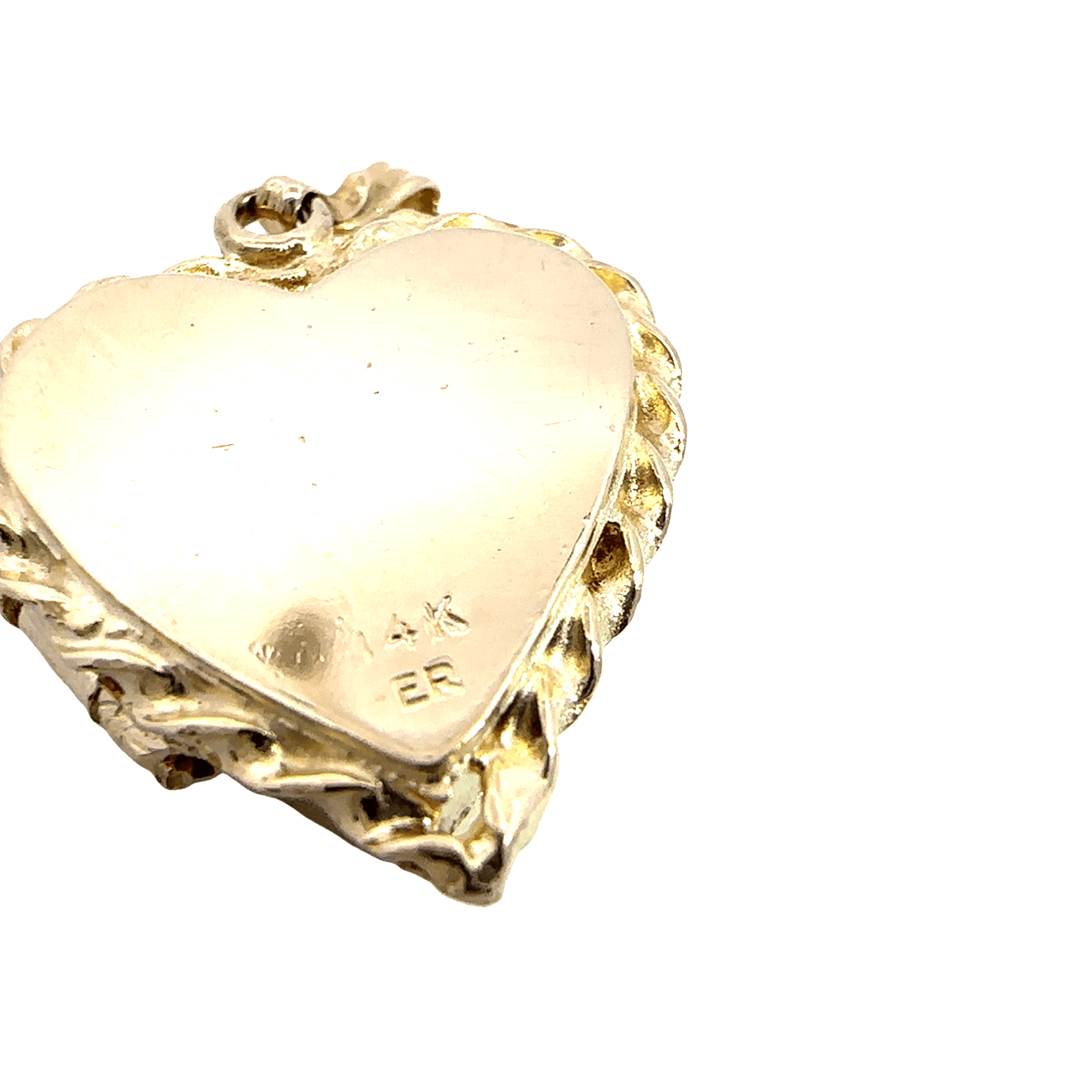 Vintage Heart Shaped Diamond Locket Charm in 14k Yellow Gold