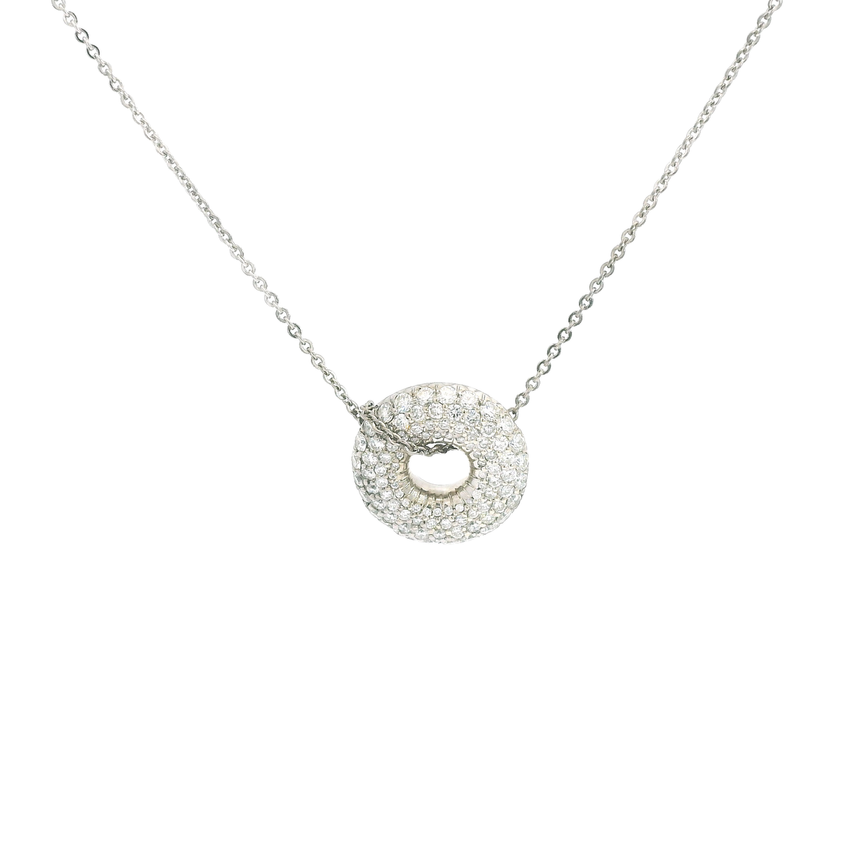 Estate Jose Hess Lovesaver 18k White Gold Diamond Necklace 16&quot;
