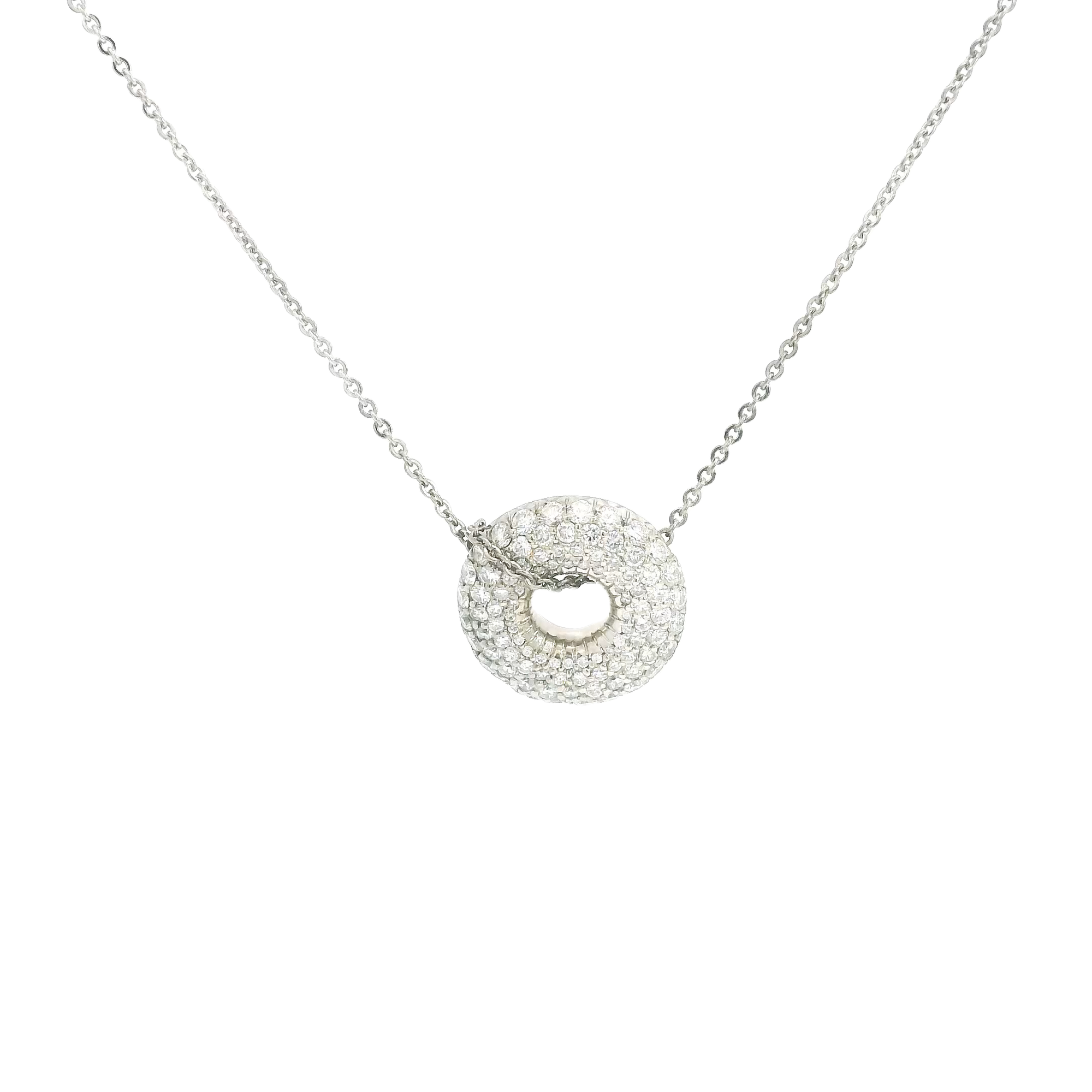 Estate Jose Hess Lovesaver 18k White Gold Diamond Necklace 16"