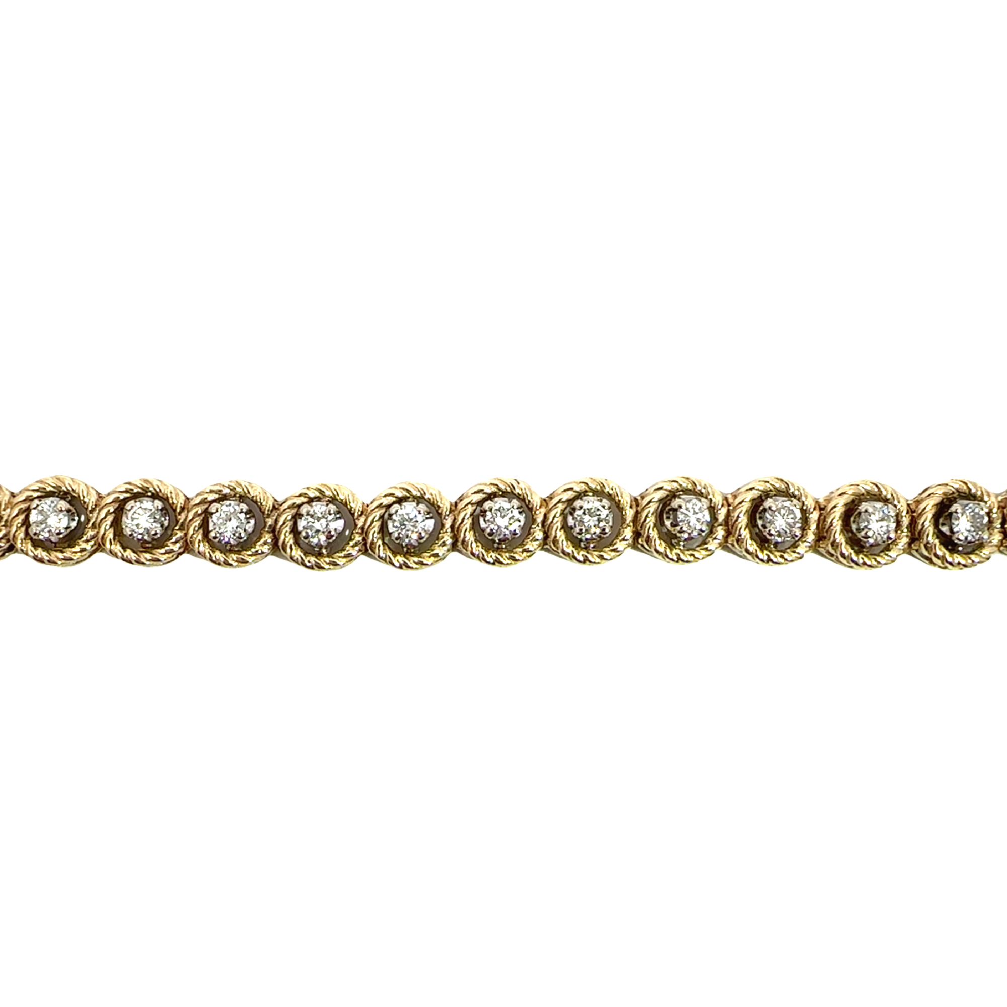 Vintage 14k Yellow Gold  1.71CTW Diamond Bracelet 7"