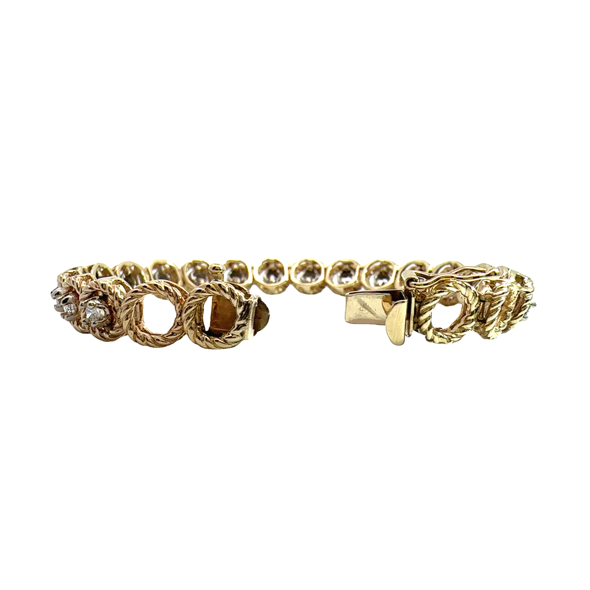 Vintage 14k Yellow Gold  1.71CTW Diamond Bracelet 7"
