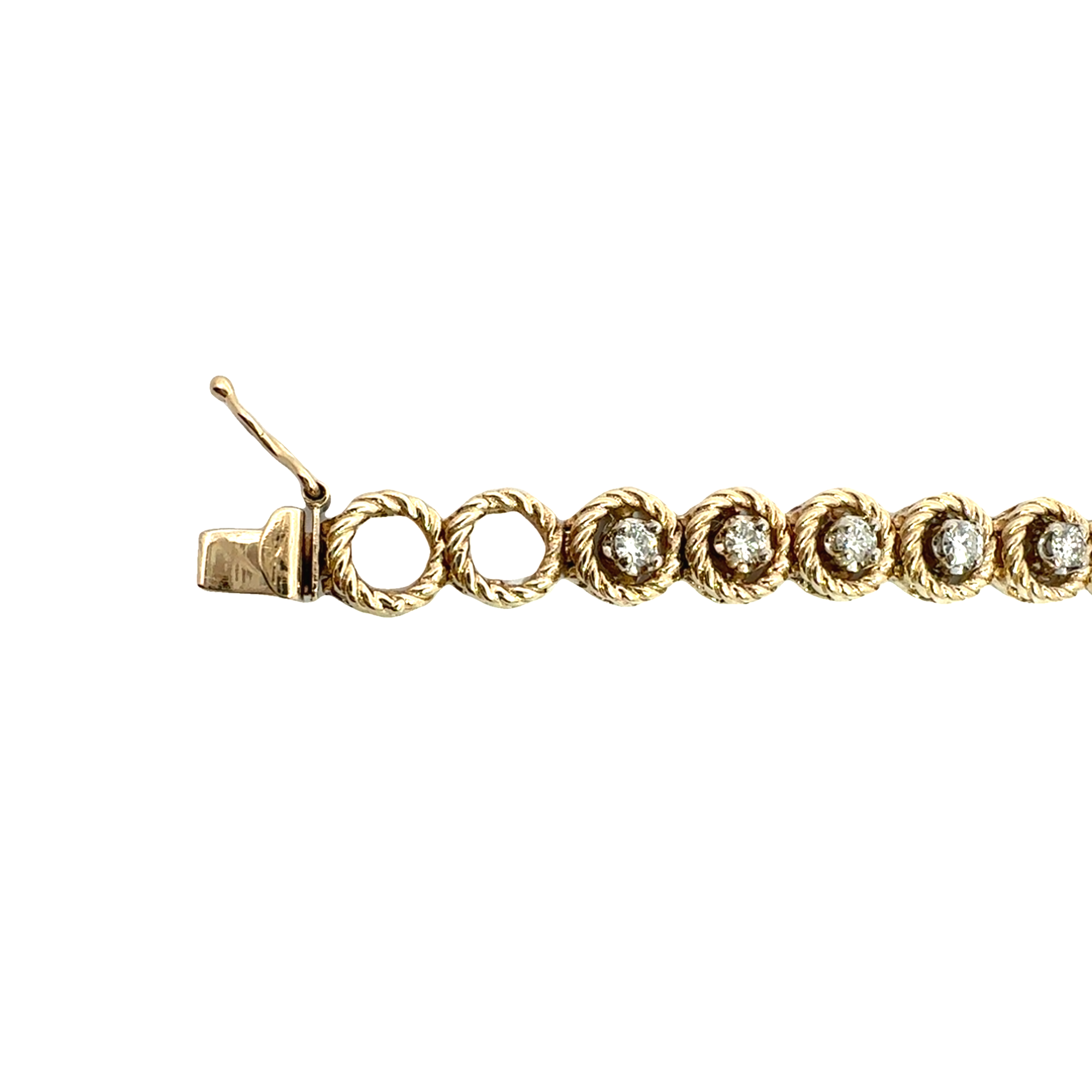 Vintage 14k Yellow Gold  1.71CTW Diamond Bracelet 7"