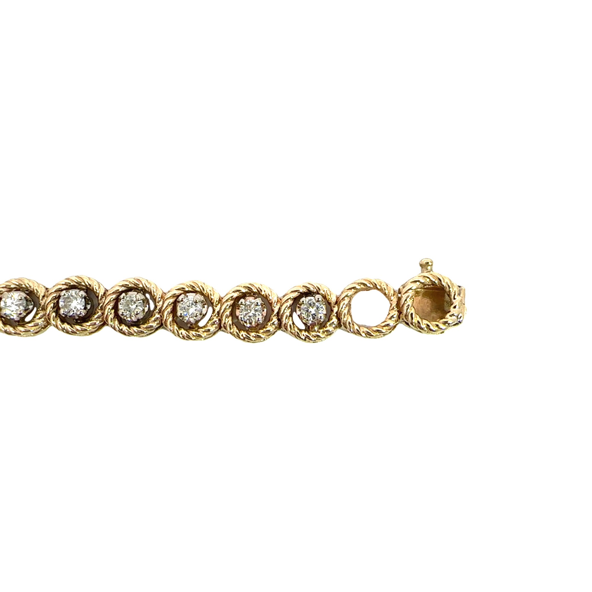 Vintage 14k Yellow Gold  1.71CTW Diamond Bracelet 7"