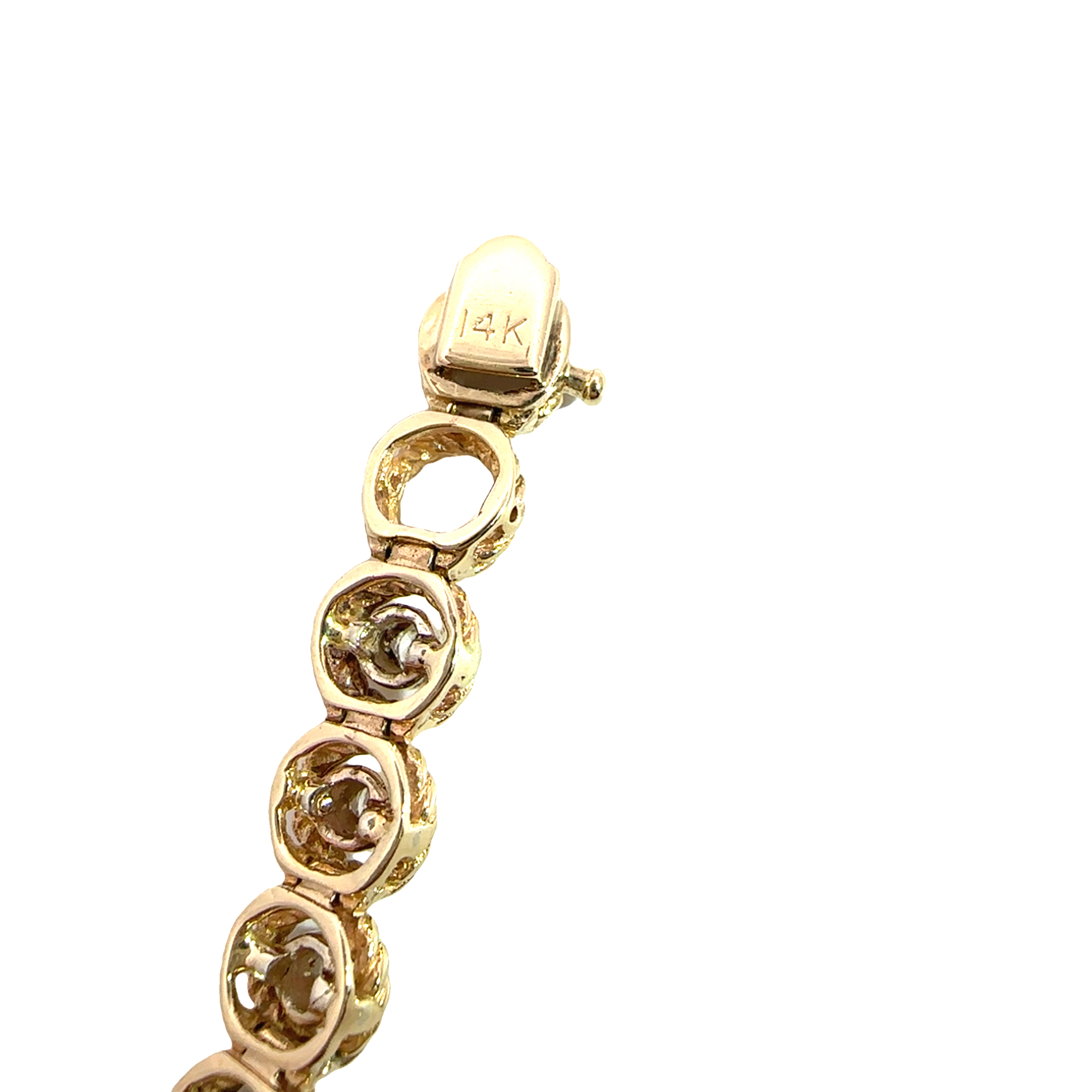 Vintage 14k Yellow Gold  1.71CTW Diamond Bracelet 7"