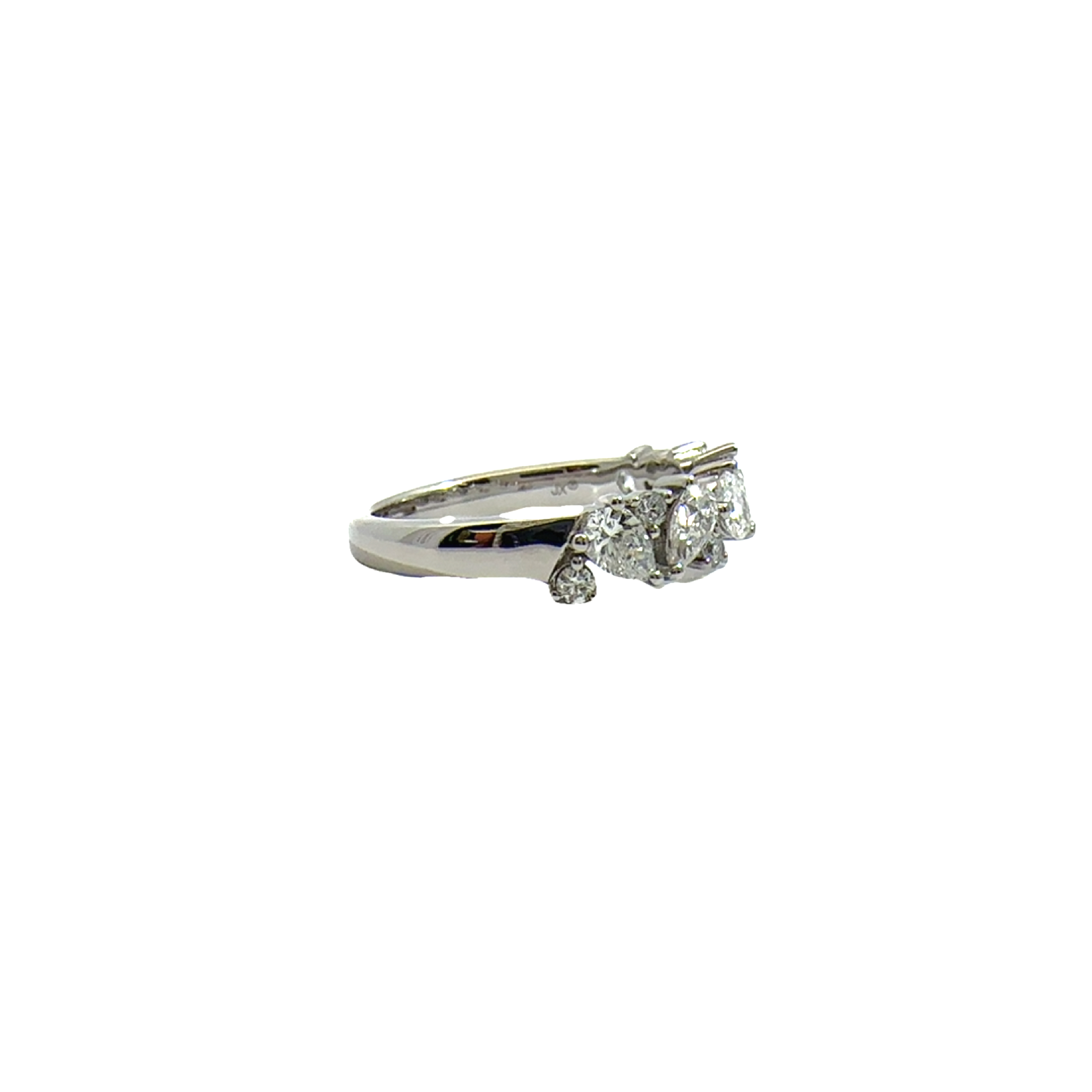 Estate 14k White Gold Pear Cut Diamond Band Ring