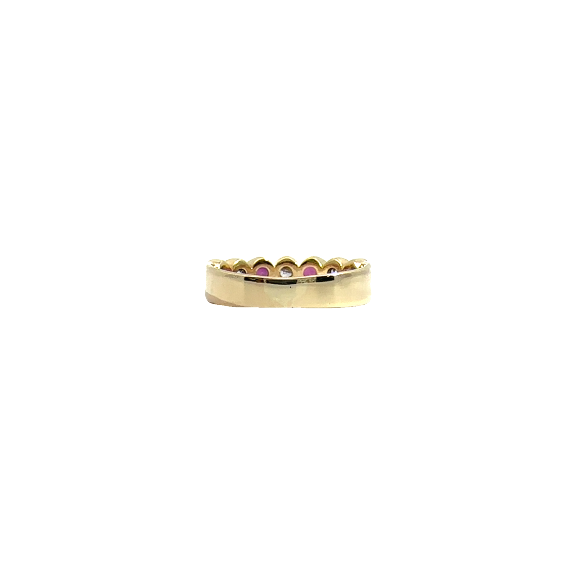 Estate 14k Yellow Gold Bezel Set Ruby and Diamond Ring