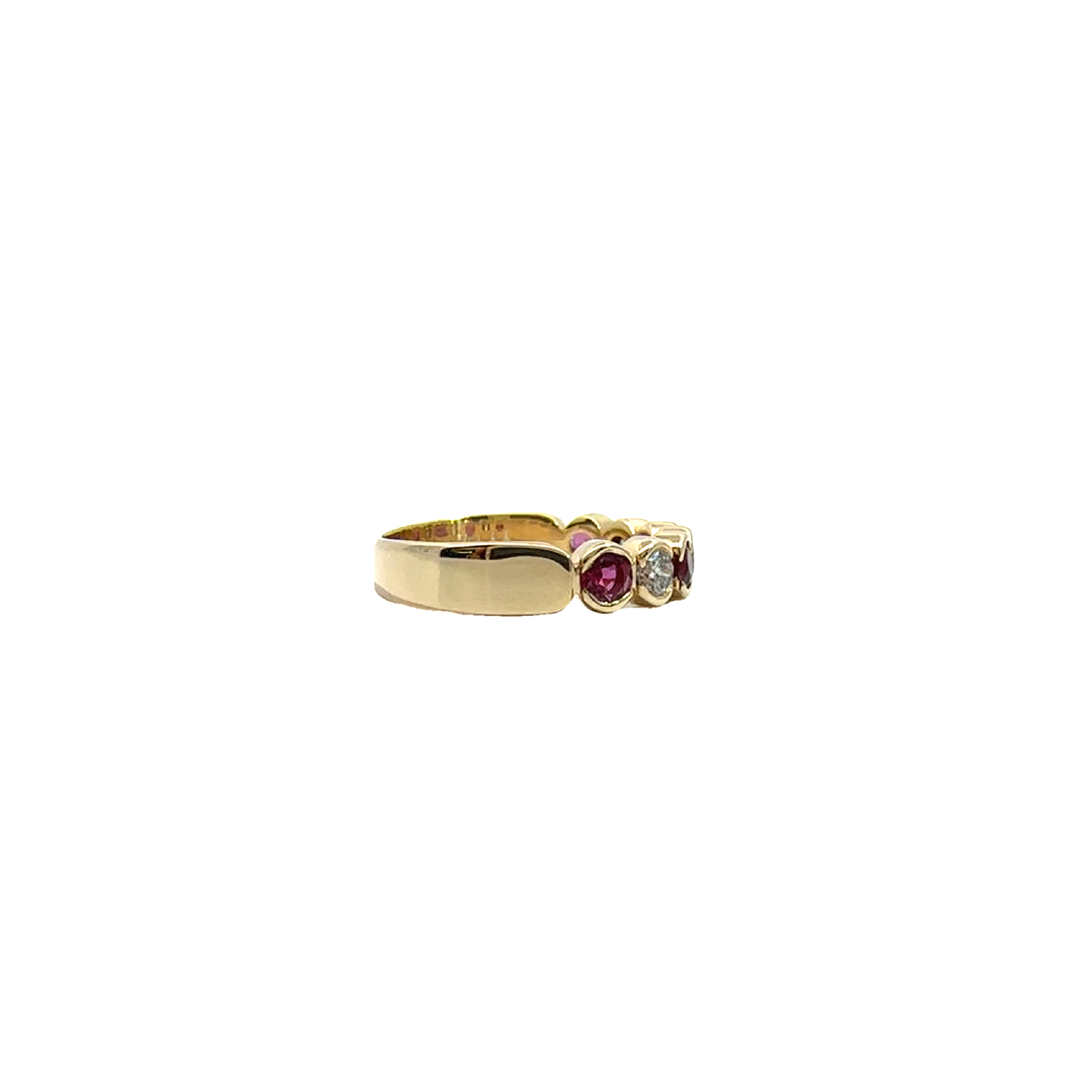 Estate 14k Yellow Gold Bezel Set Ruby and Diamond Ring