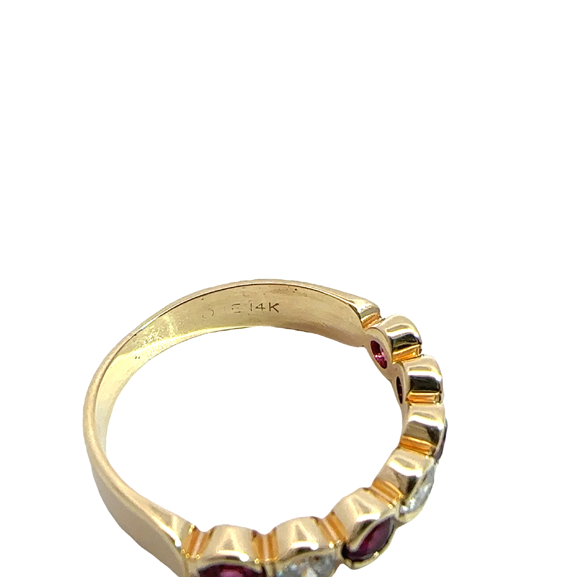 Estate 14k Yellow Gold Bezel Set Ruby and Diamond Ring