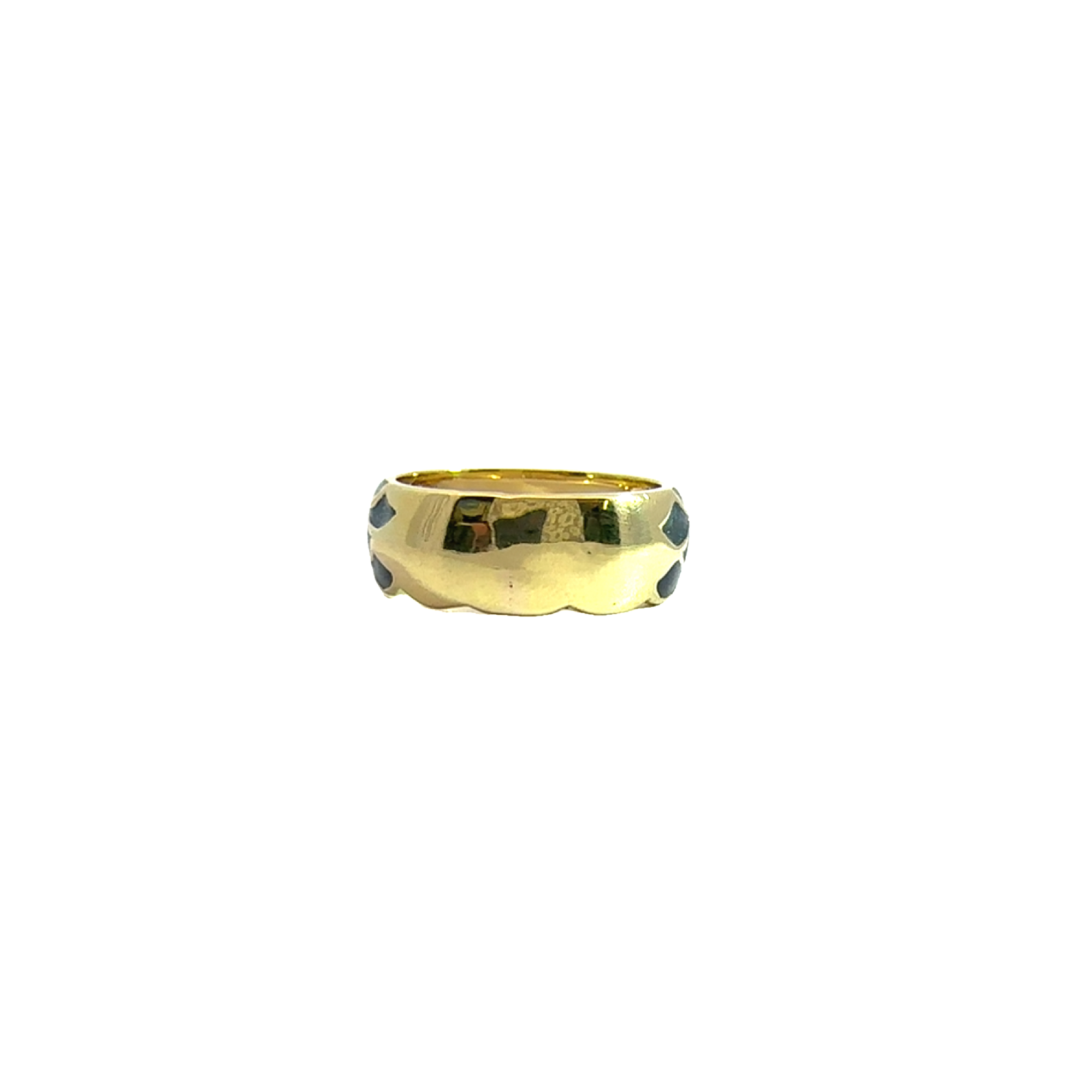 Estate Hidalgo 18k Yellow Gold Green Enamel Ring