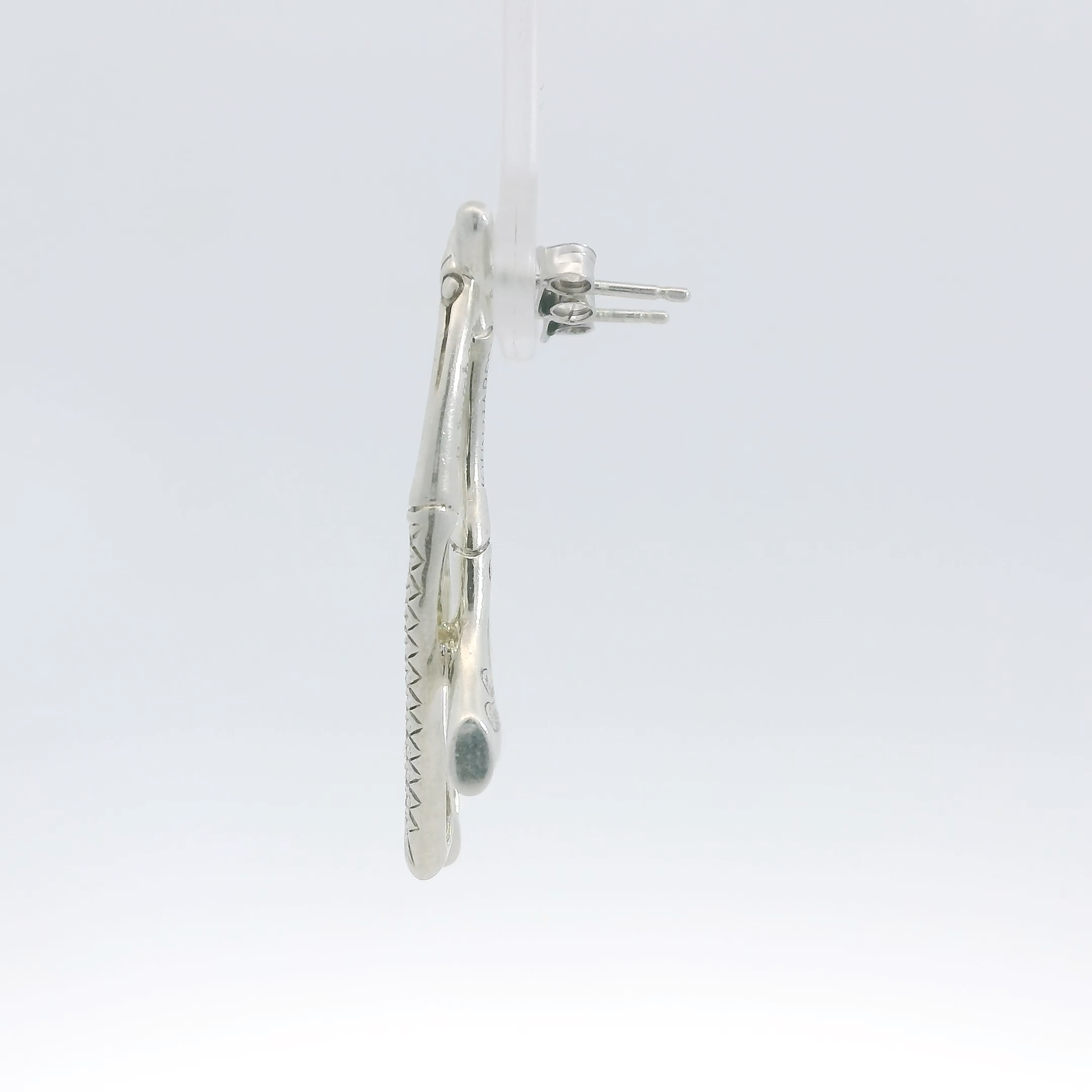 Estate John Hardy Sterling Silver Bamboo Diamond Earrings