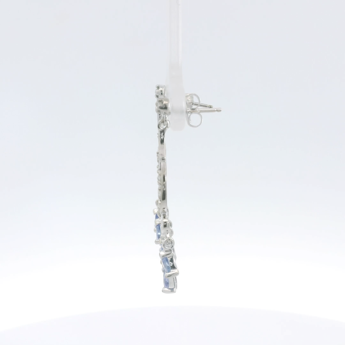 Vintage 14k White Gold Tanzanite & Diamond Drop Earrings