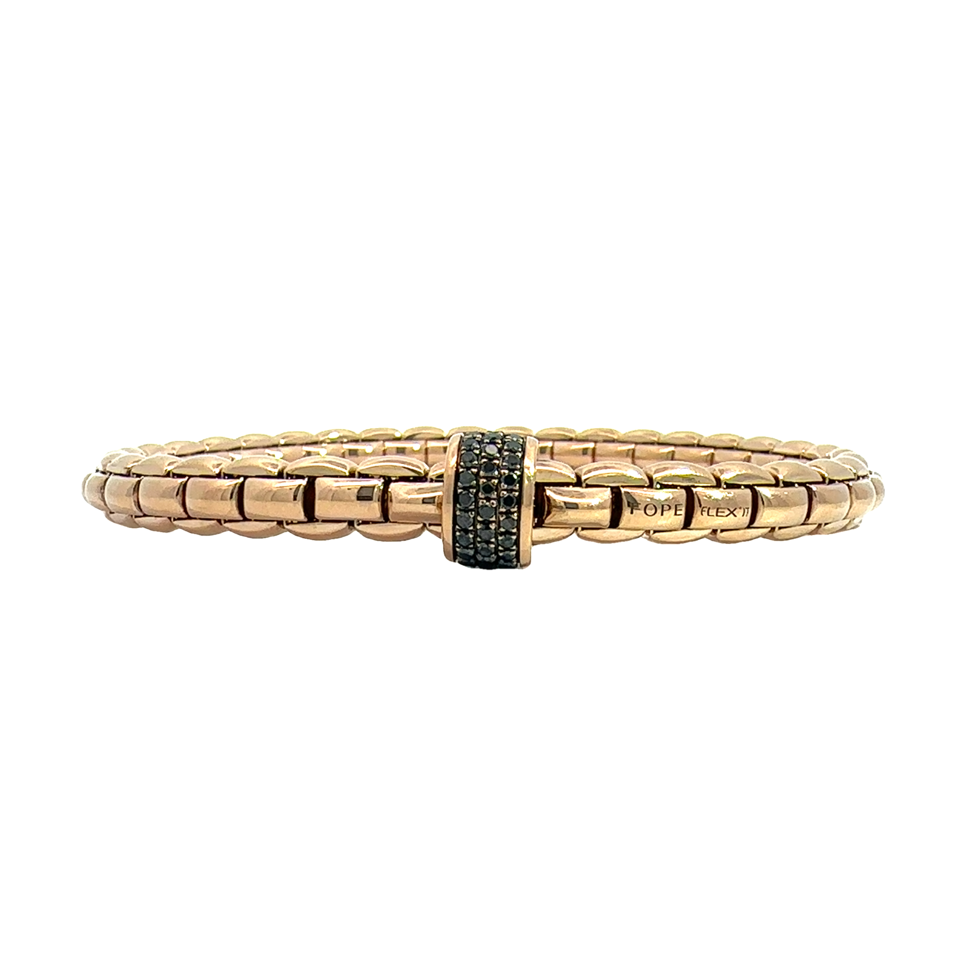 Estate Fope Eka Flex'it 18k Yellow Gold Black Diamond Bracelet 7"