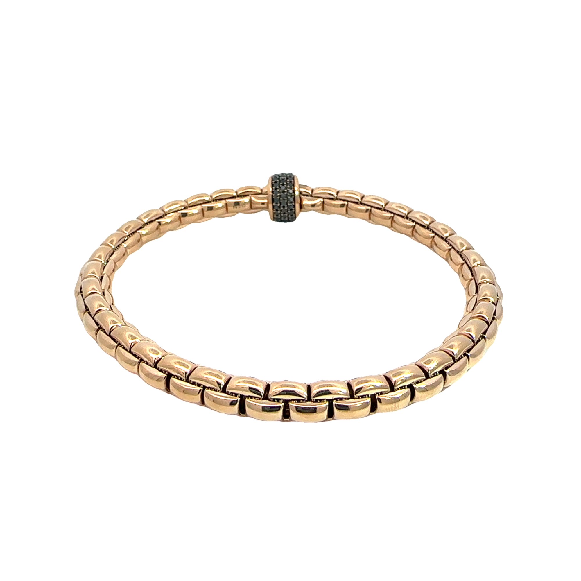 Estate Fope Eka Flex'it 18k Yellow Gold Black Diamond Bracelet 7"